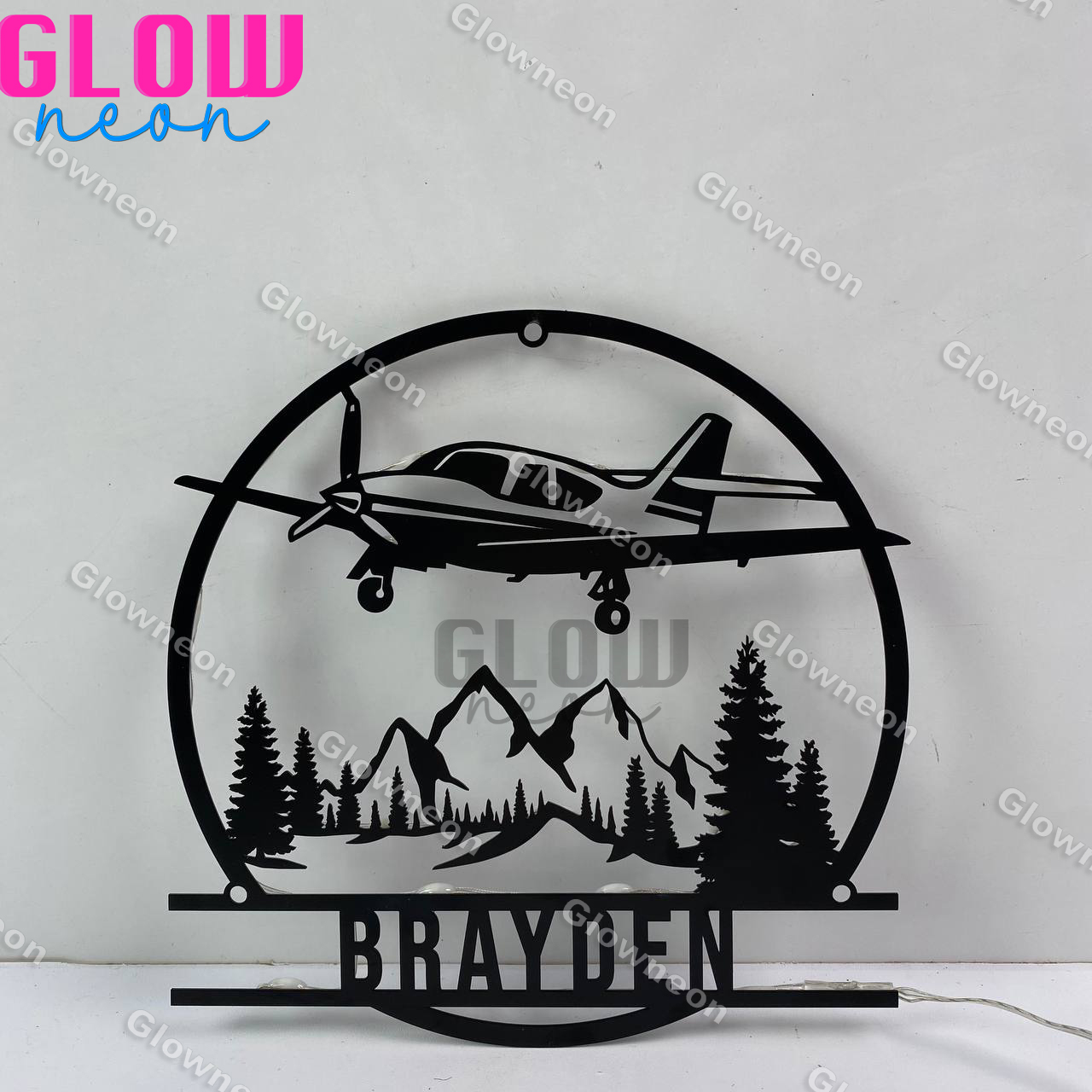 Custom Airplane Metal Wall Art LED Light