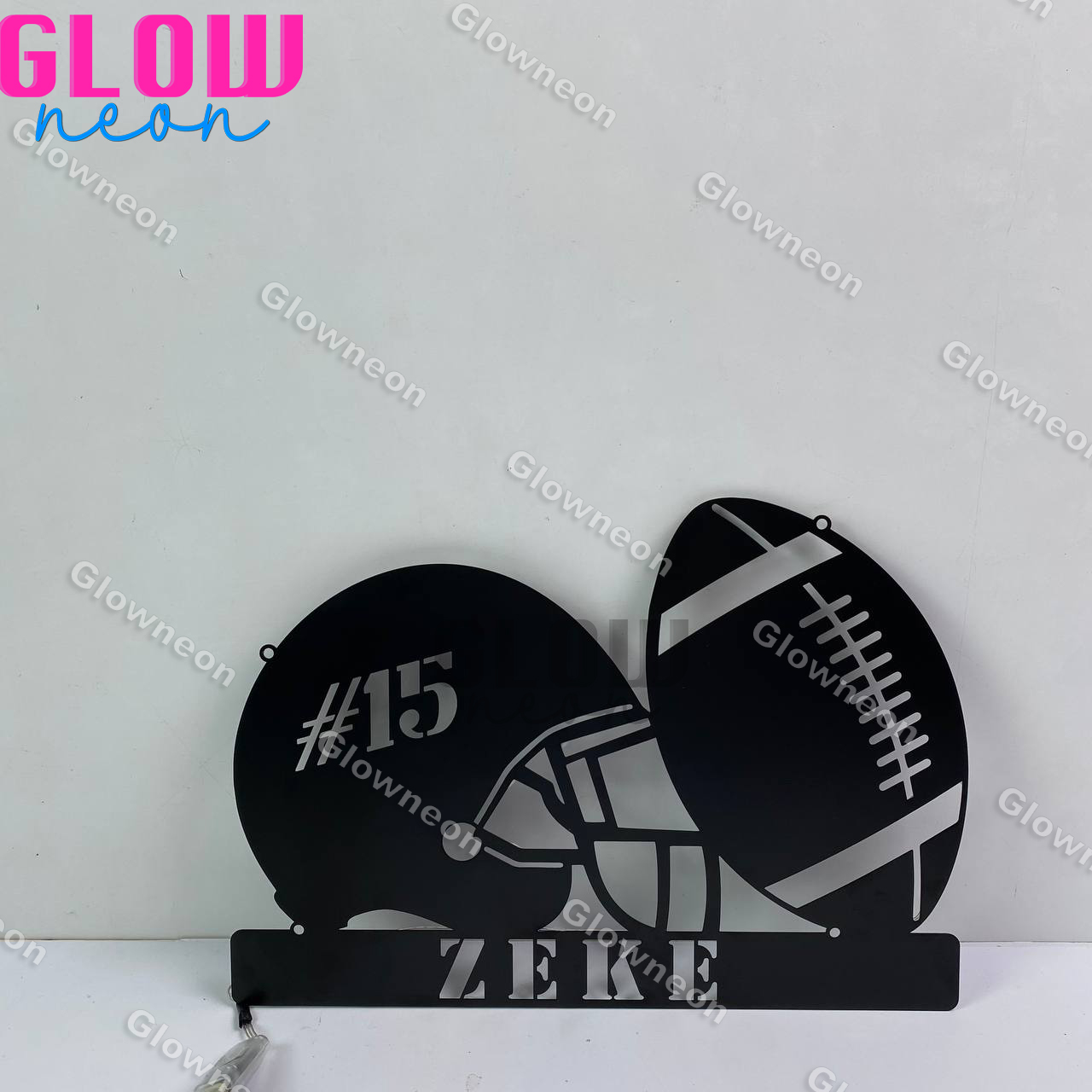 Custom American Football Helmet Metal Wall Art LED Light
