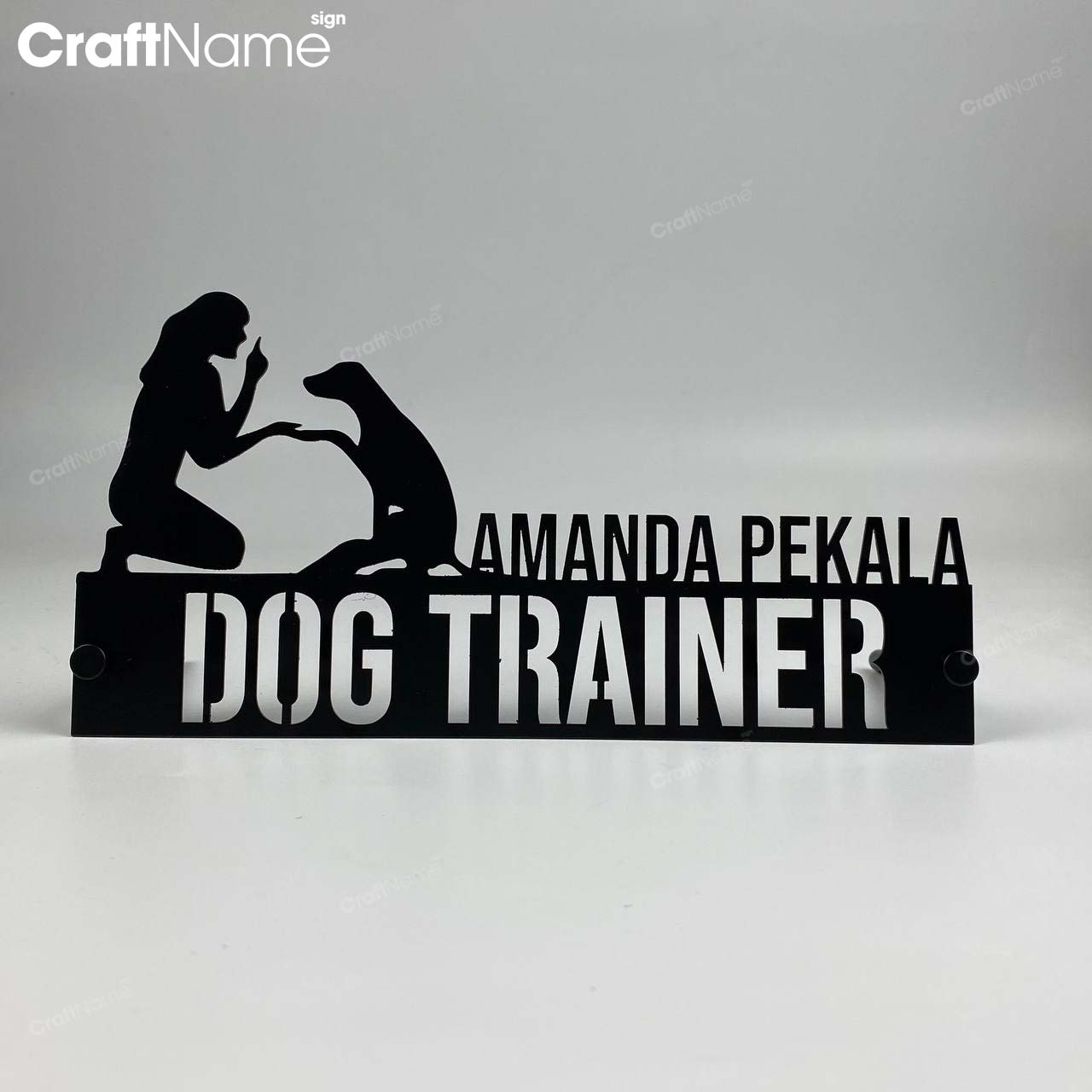Custom Dog Trainer Wooden Desk Name Plate