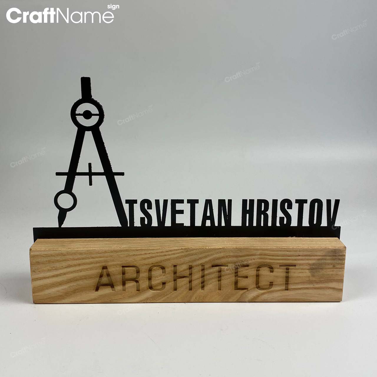 Custom Wooden Architect Desk Name Plate
