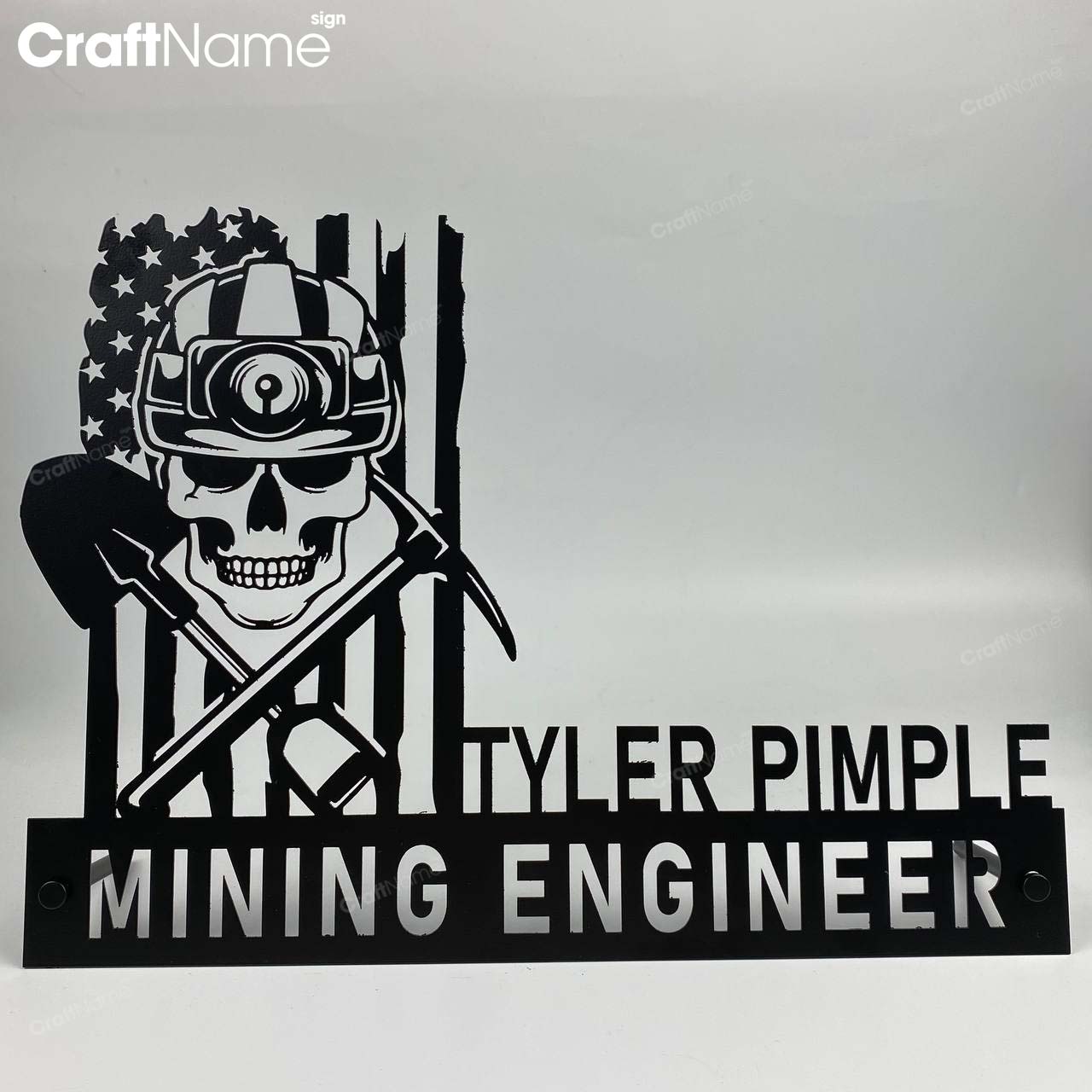 Custom Wooden Coal Mining Desk Name Plate