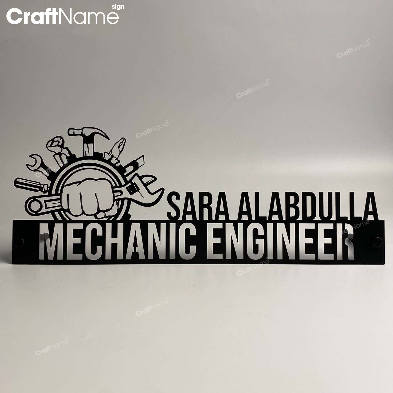Custom Wooden Mechanic Desk Name Plate