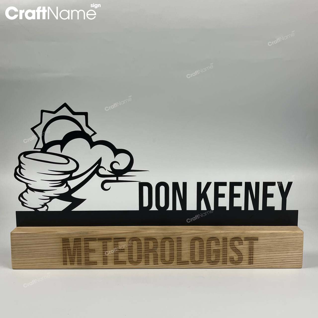 Custom Wooden Meteorologist Desk Name Plate