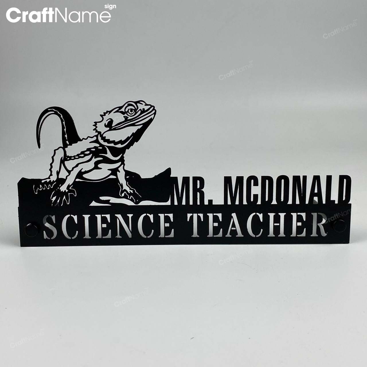 Custom Wooden Crested Gecko Desk Name Plate