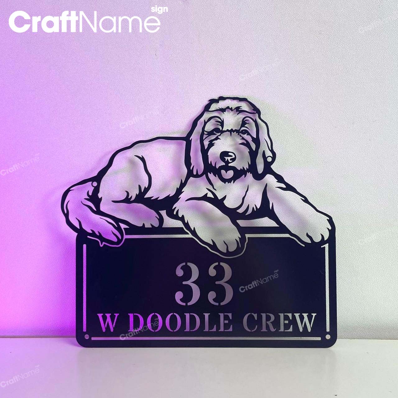 Personalized Dog Lovers Number Metal Address Sign