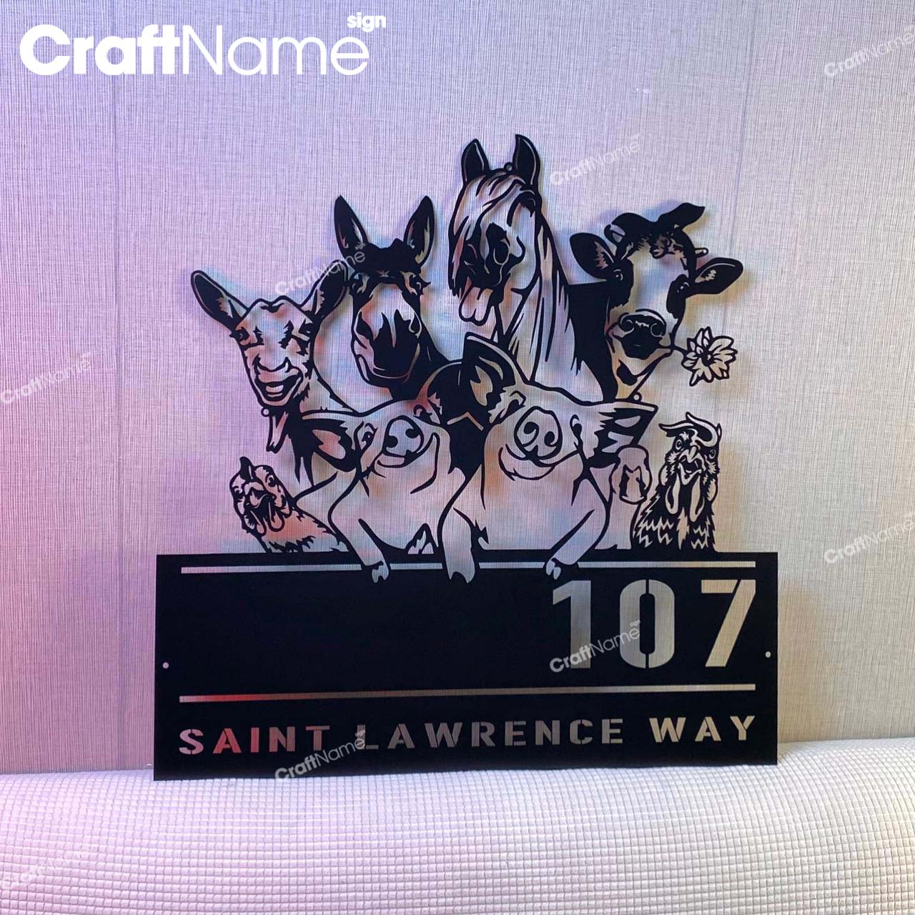Personalized Farm Animal House Number Sign