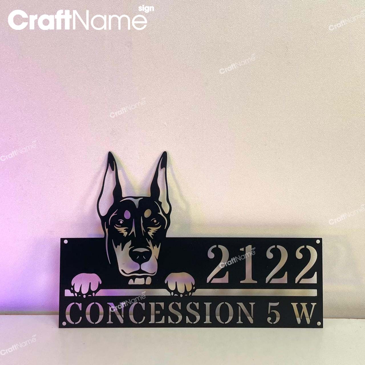 Personalized Doberman Dog Cute Puppy Metal Address Sign