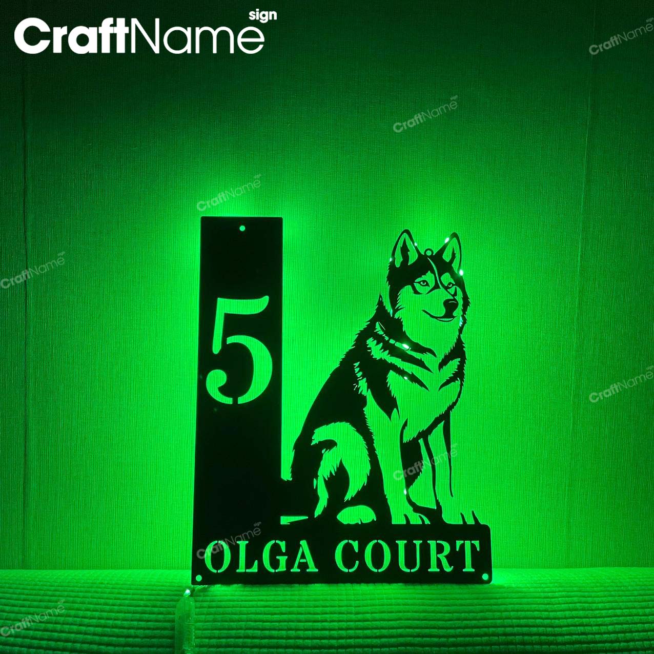 Personalized Siberian Husky Dog House Number - Image 3