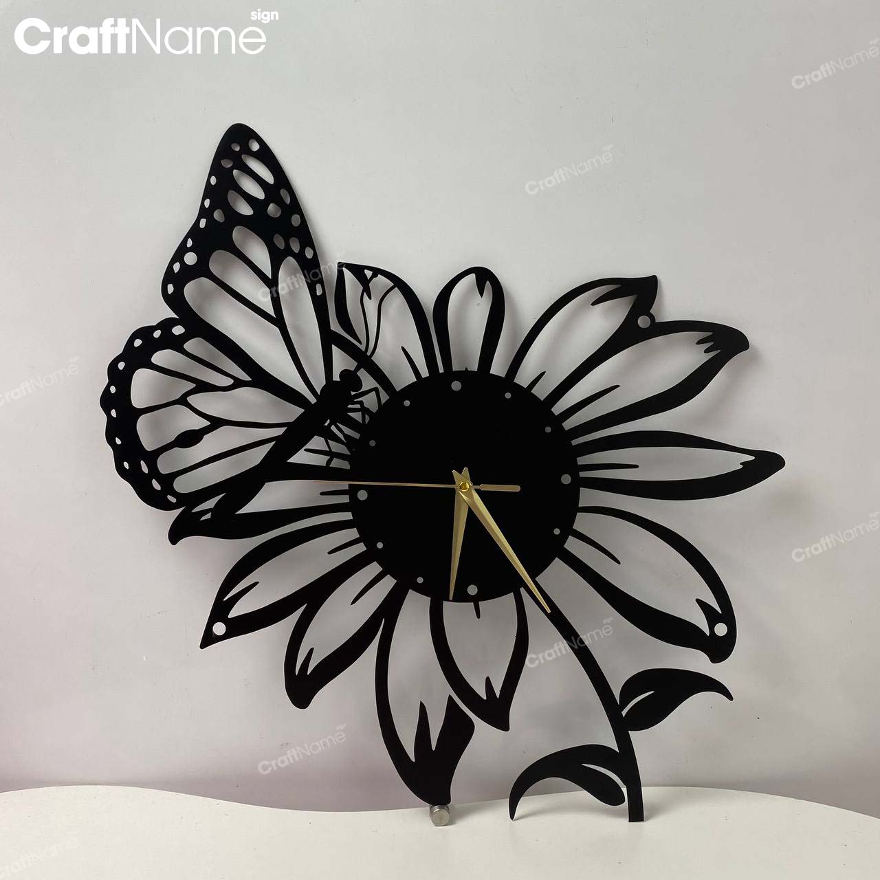 Butterfly On Flower Wall Clock Modern Design