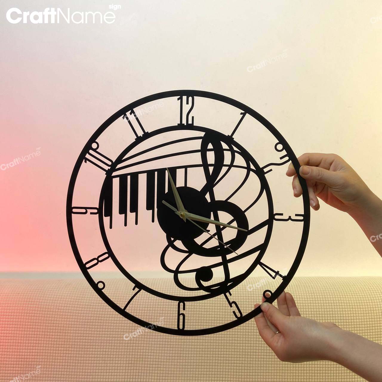Piano Musical Note Metal Wall Clock
