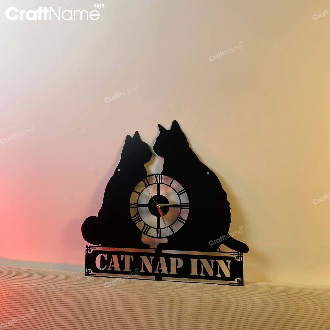 Custom Love Cat Theme Metal Clock For Wall Decor