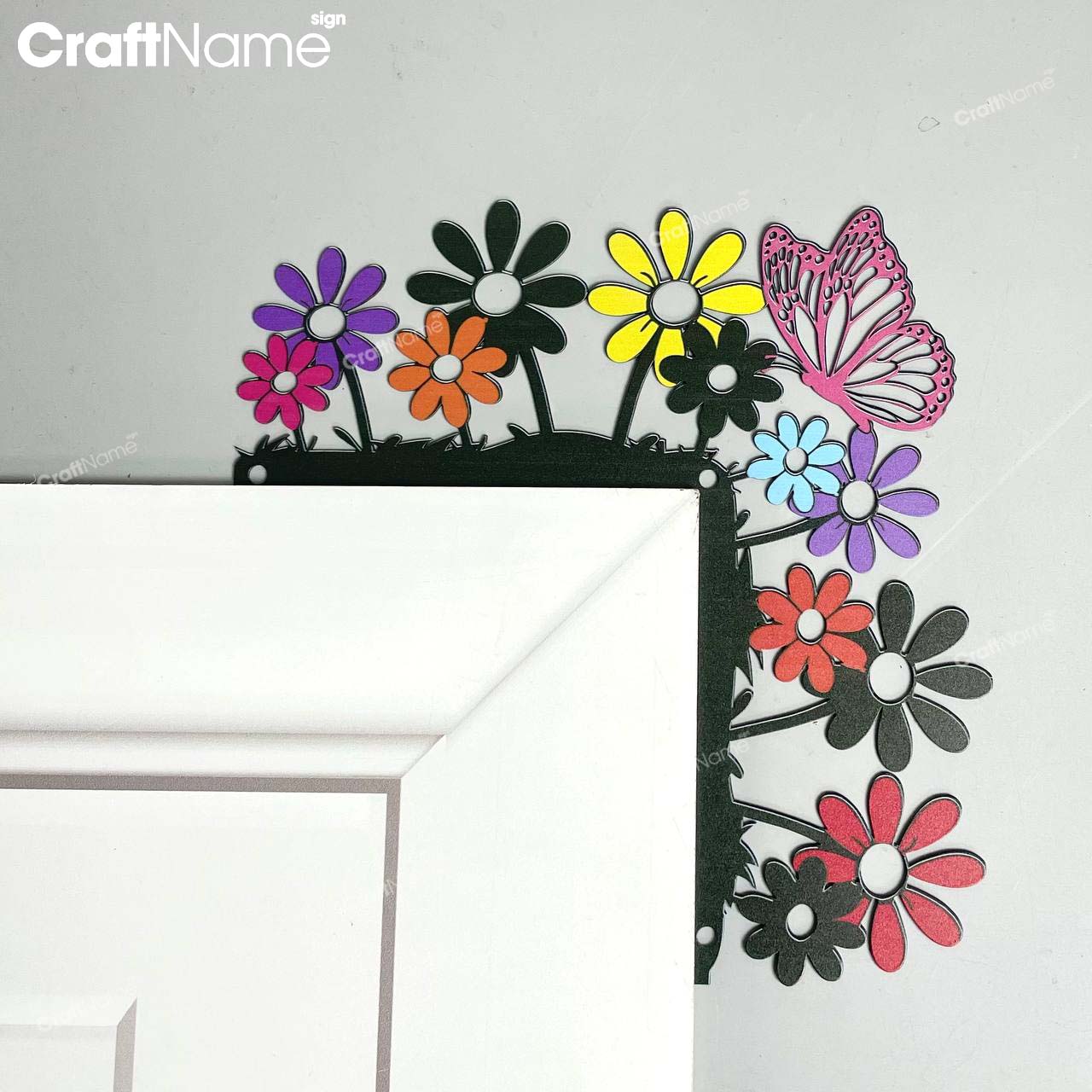 Flower Butterfly Garden Door Corner Colorful Metal Wall Art