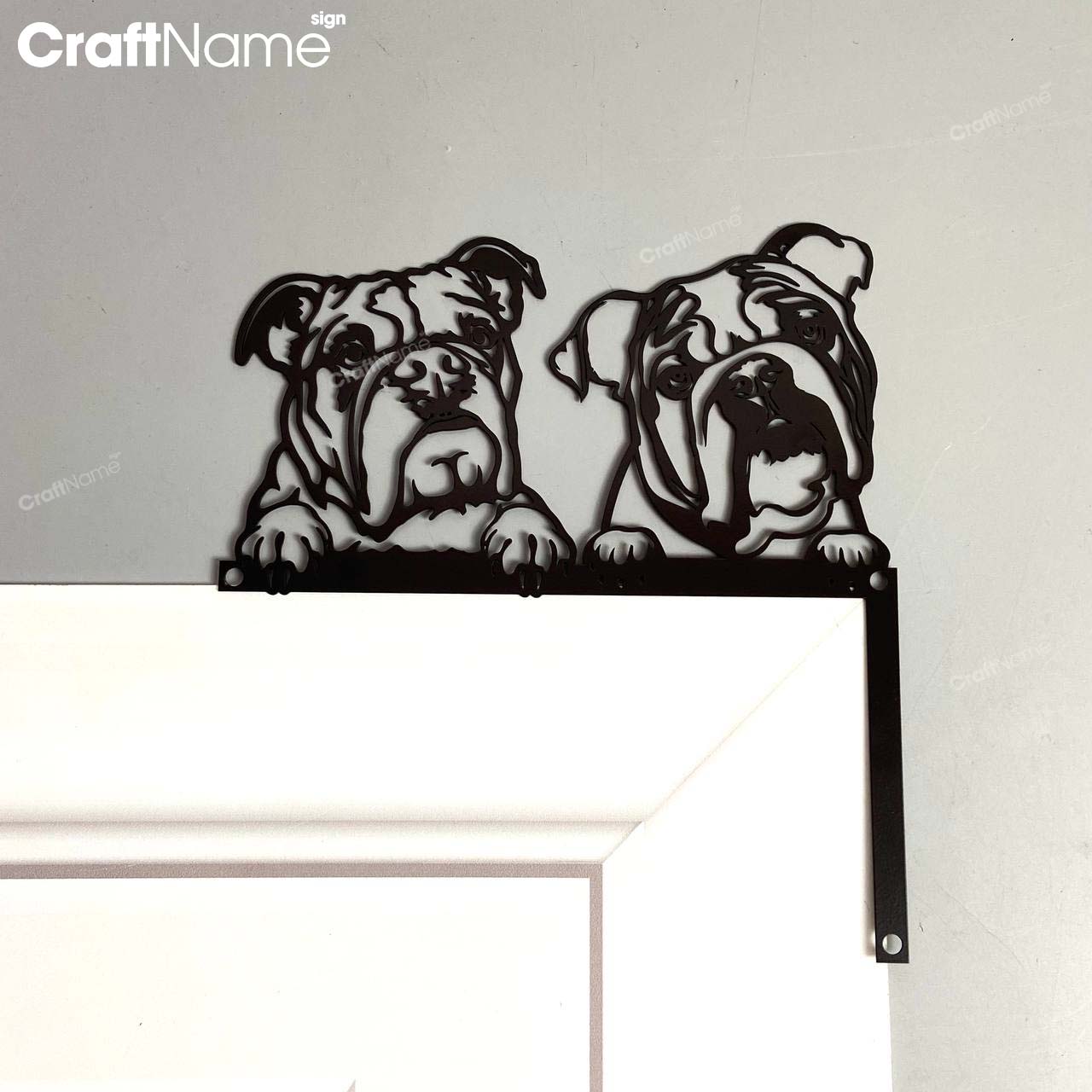 English American Bulldog Door Corner Metal Wall Art