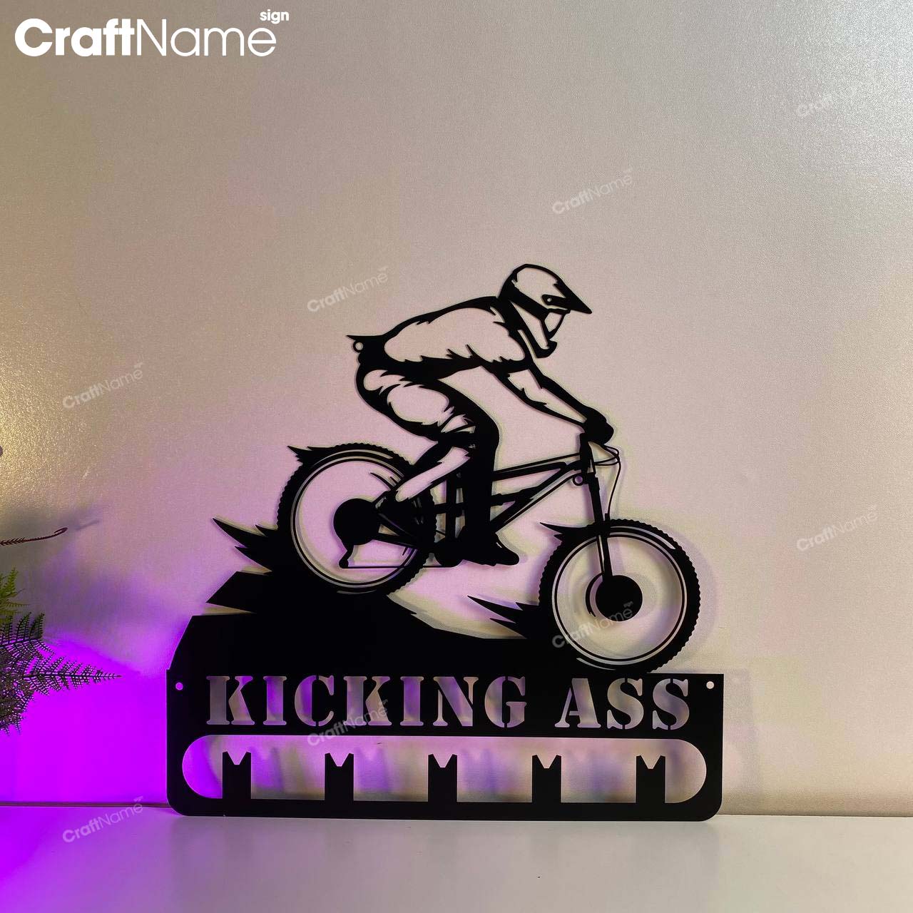 Personalized Mountain Bike Medal Hanger Wall Art Led Light