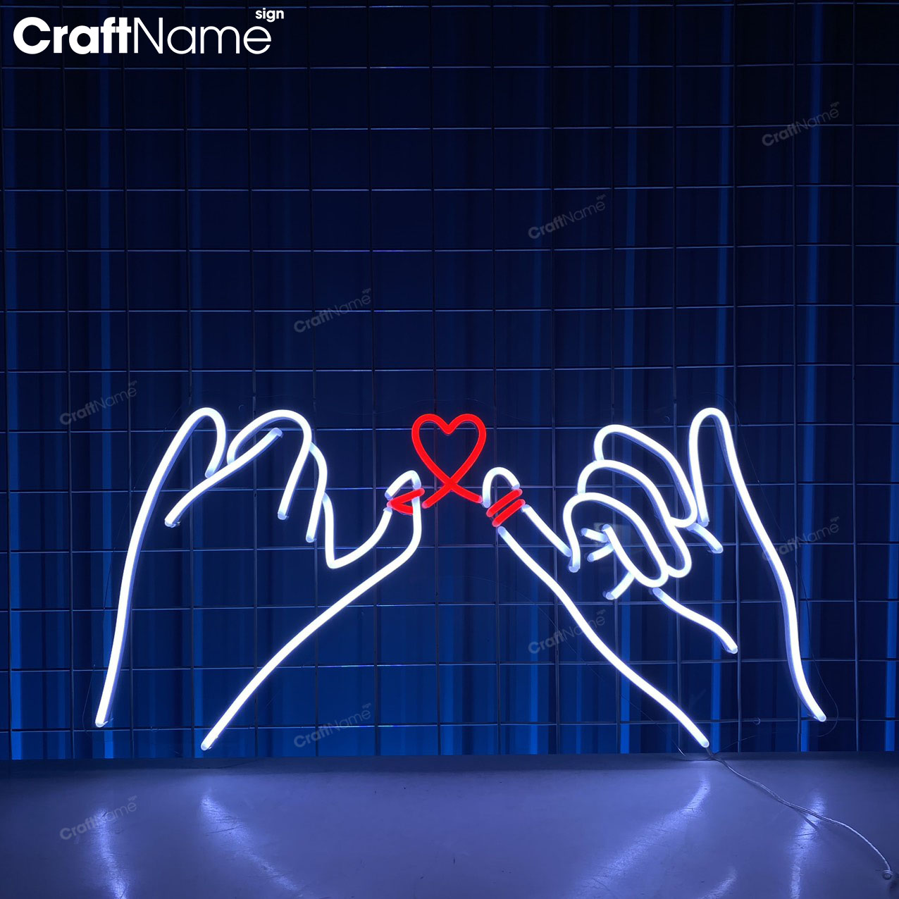 Couple Hand Red String of Fate Neon Sign