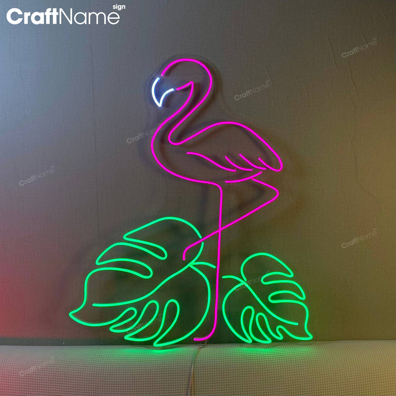 Flamingo Monstera Neon Sign