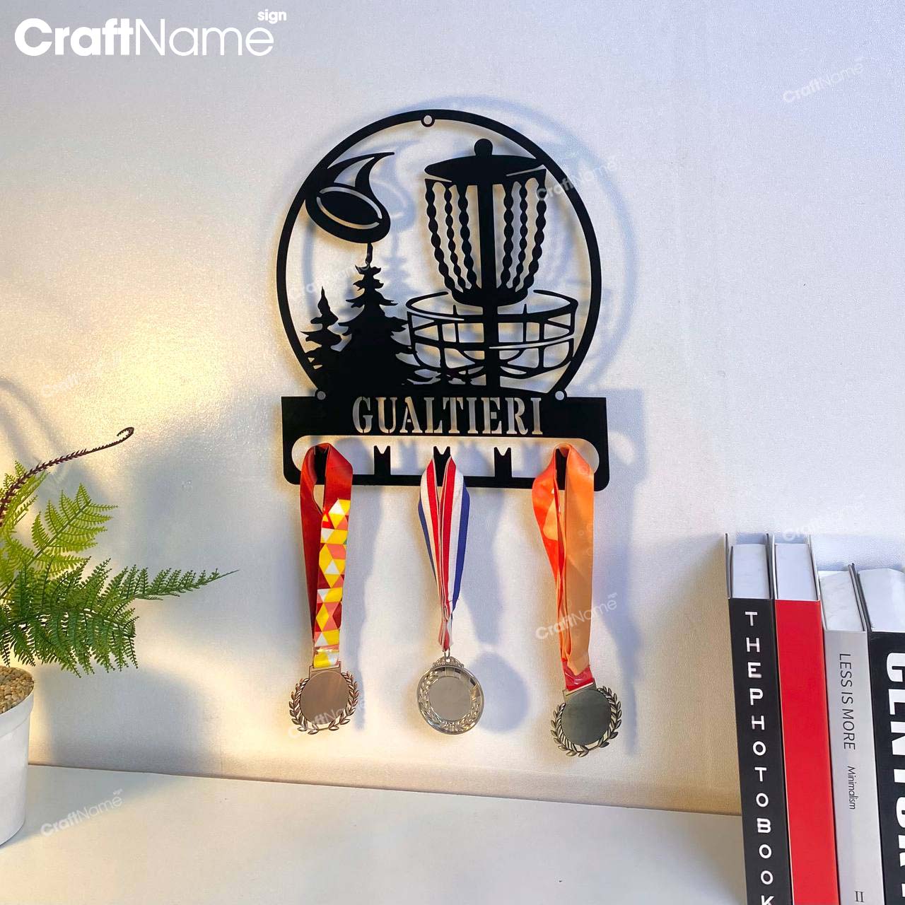 Custom Metal Disc Golf Medal Hanger Wall Art Light - Craft Name Sign
