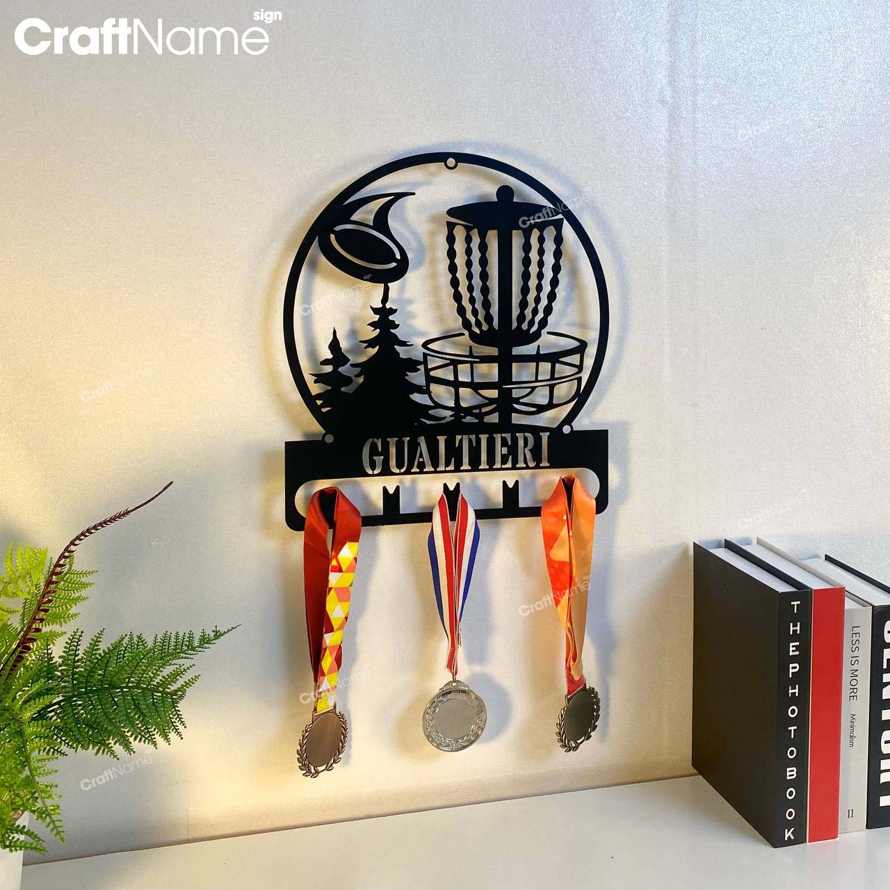 Custom Metal Disc Golf Medal Hanger Wall Art Light - Craft Name Sign