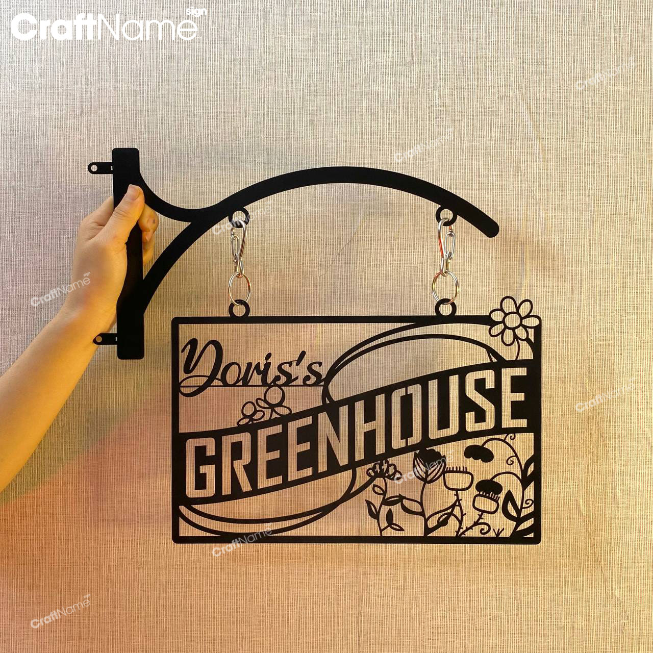 Personalized Name Metal Hanging Greenhouse Sign