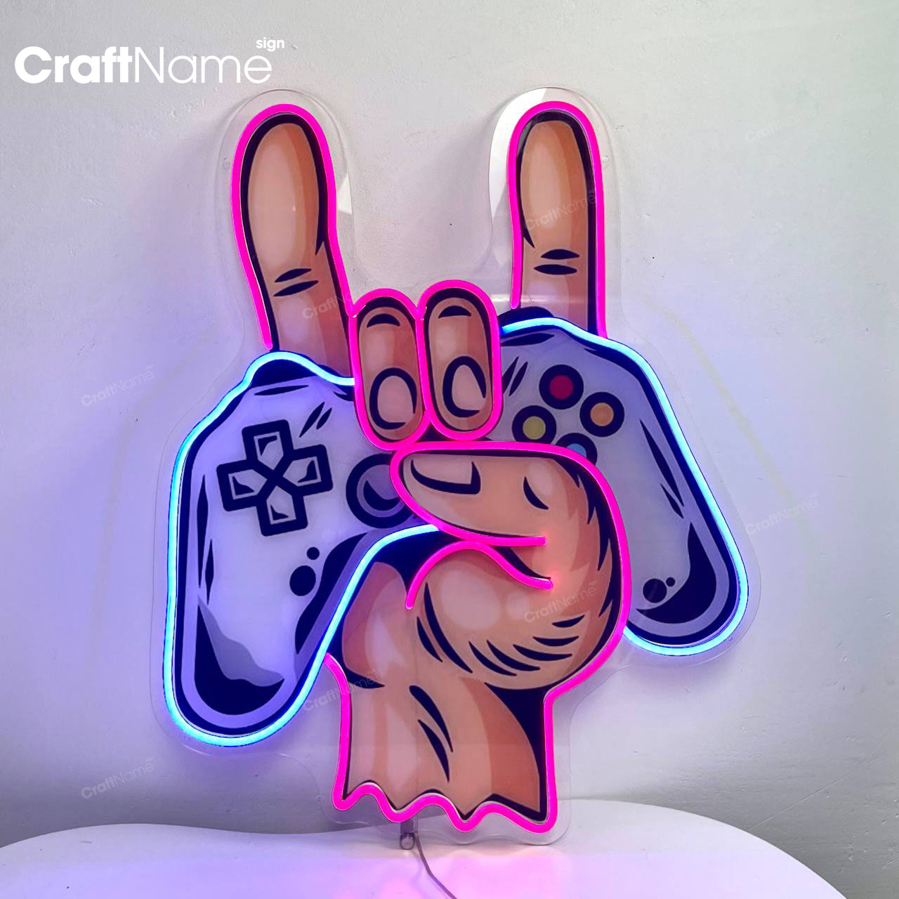 Rock Game Controller Neon Acrylic Print Sign