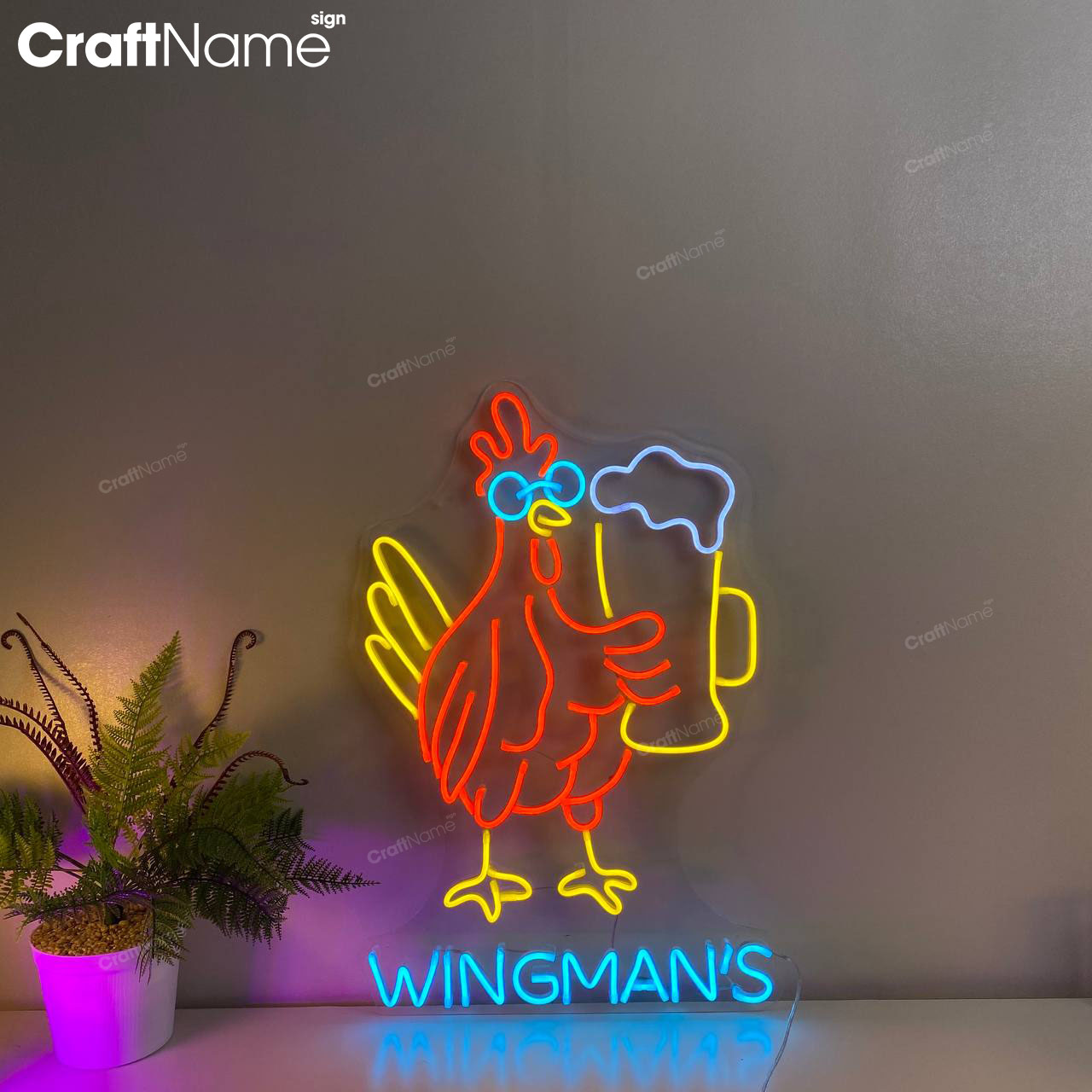 Wingman’s Beer Neon LED Sign Decor Food Sign