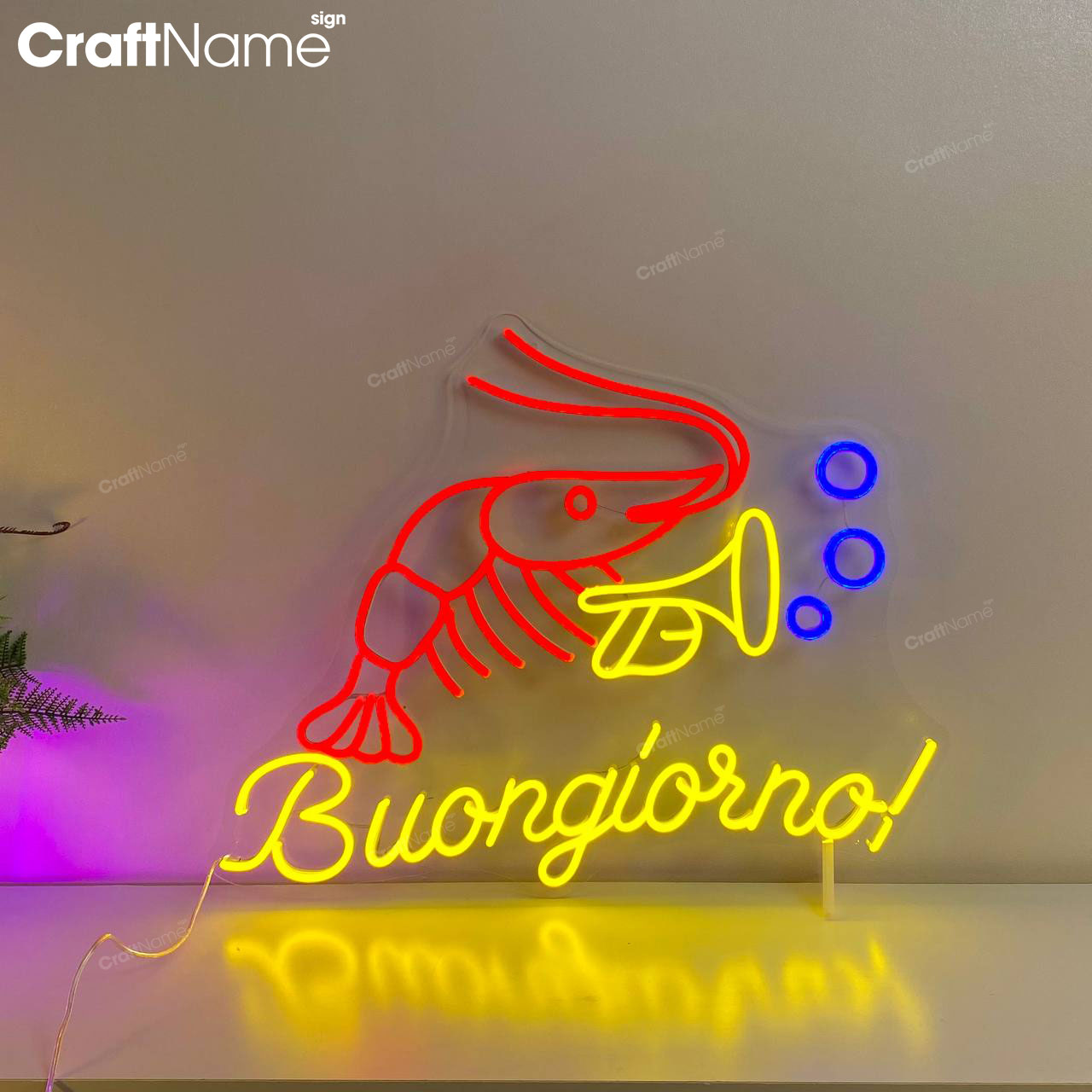 Buongiorno Shrimp Neon LED Sign Decor Sign