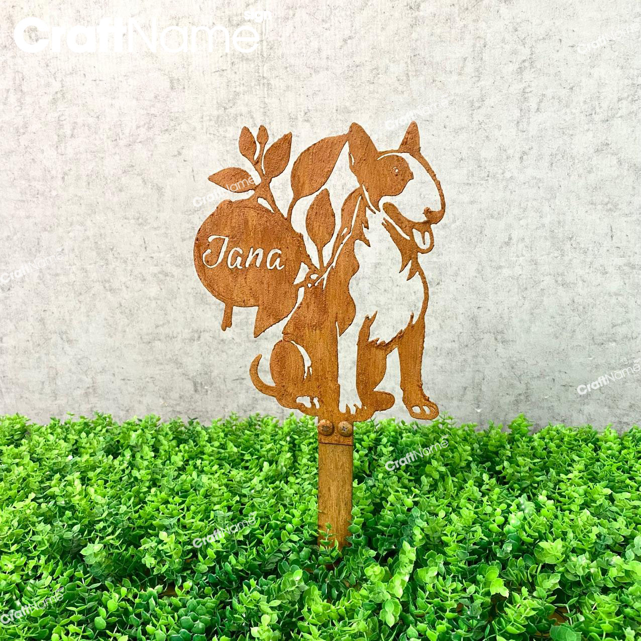 Custom Bull Terrier Dog Rusty Metal Memorial Plaque