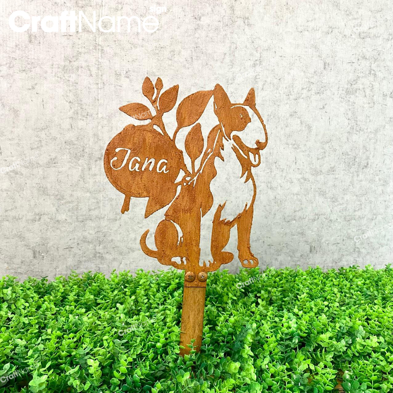 Custom Bull Terrier Dog Rusty Metal Memorial Plaque - Image 3