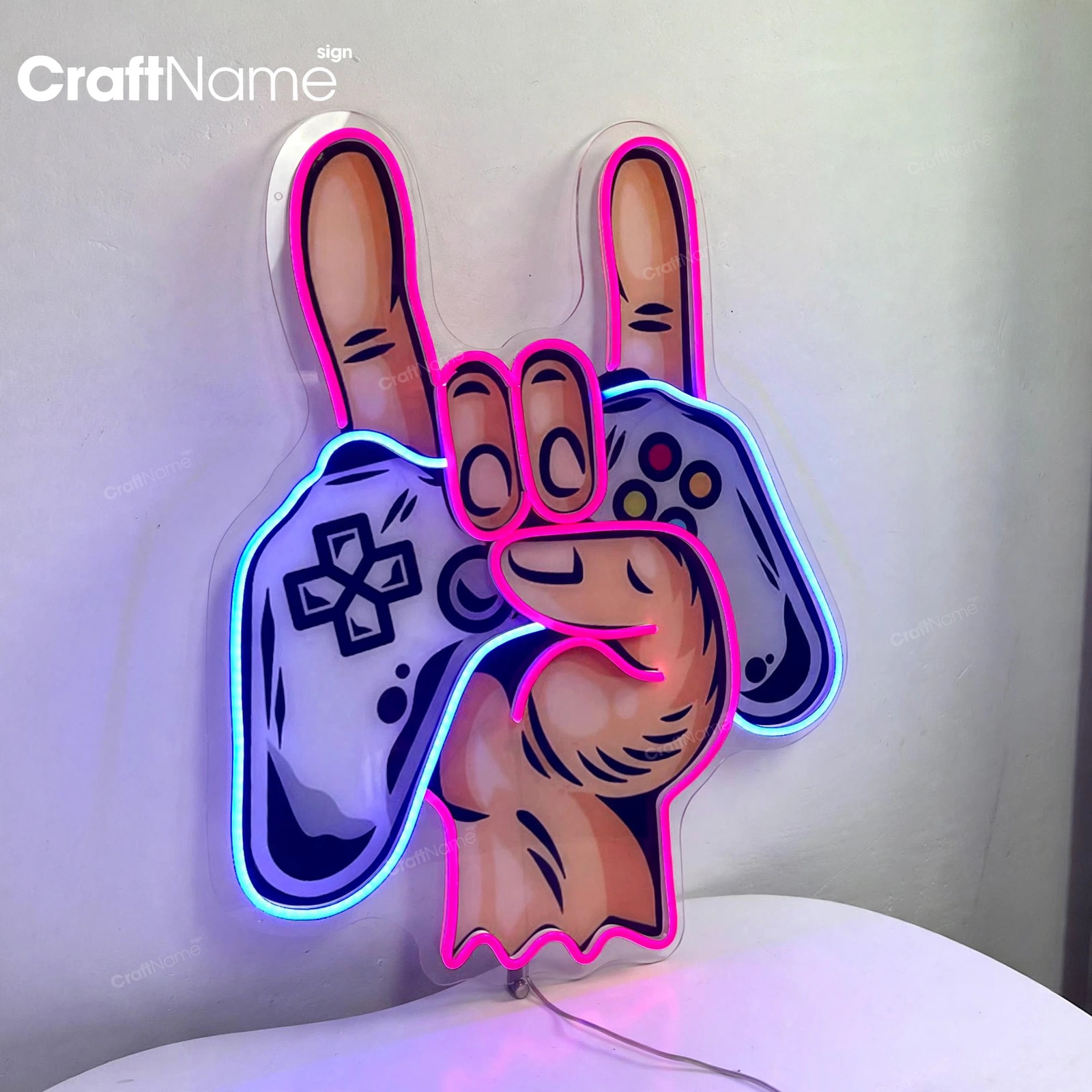 Rock Game Controller Neon Acrylic Print Sign