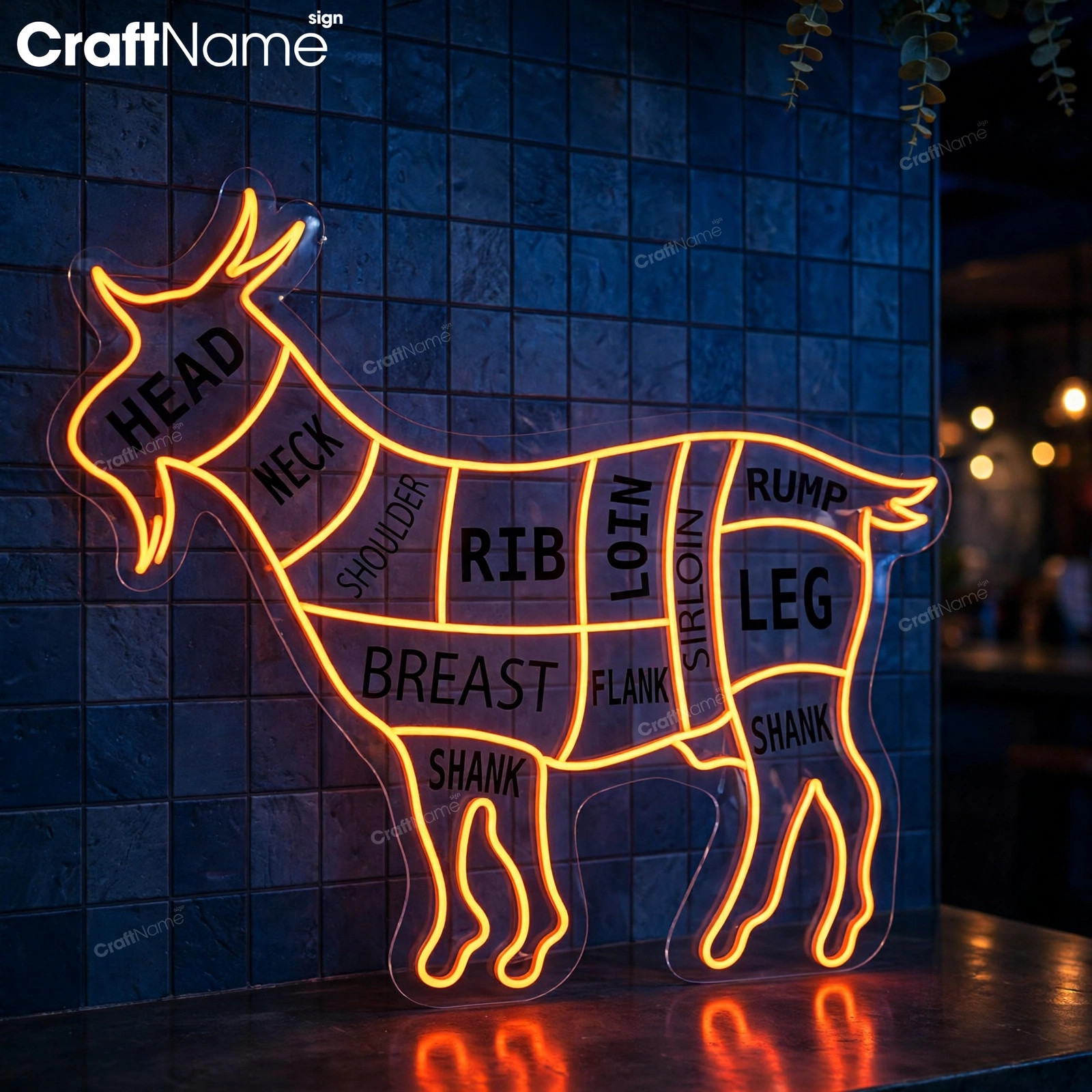 The Butcher Goat Neon Acrylic Print Sign
