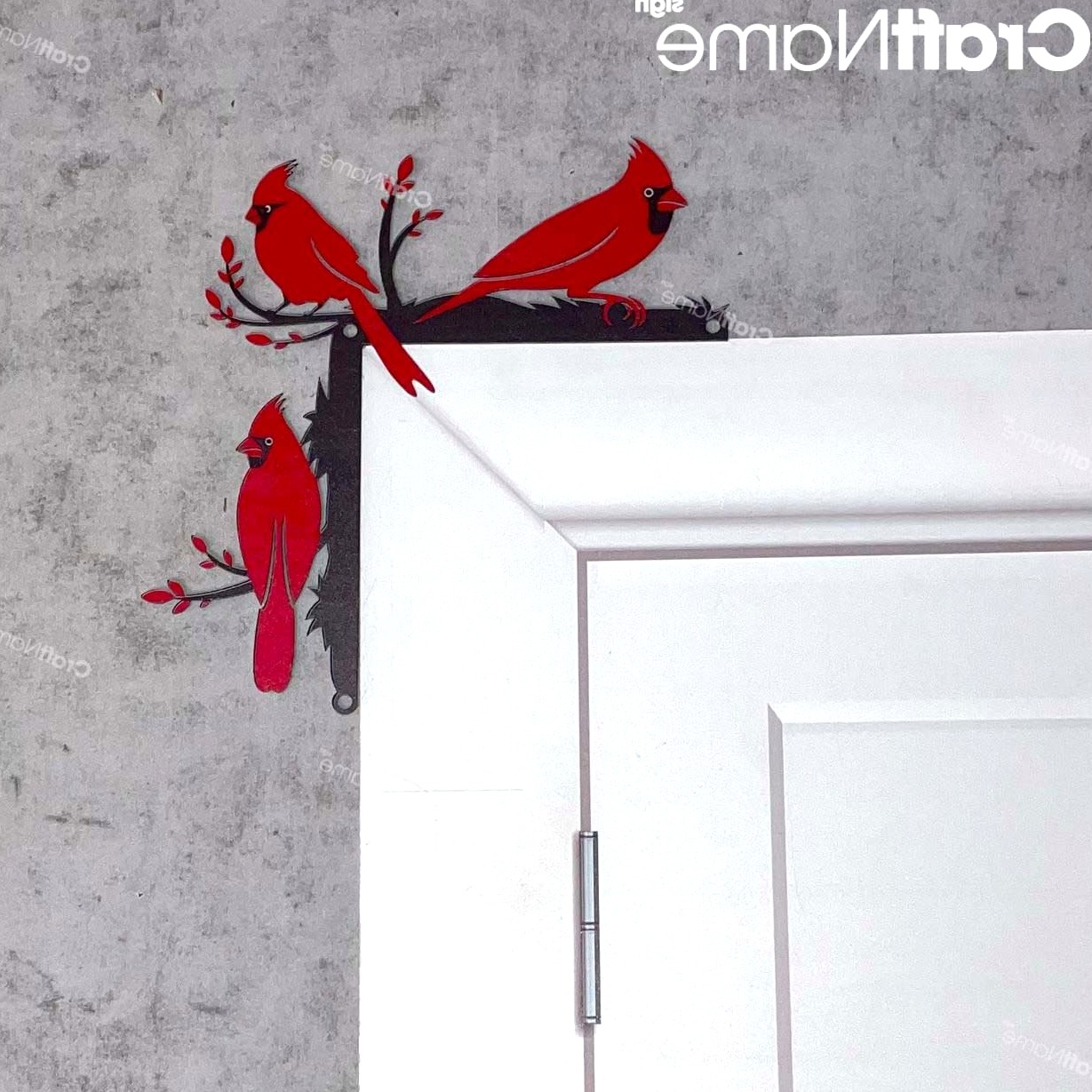 Cardinal Bird Door Corner Colorful Metal Wall Art