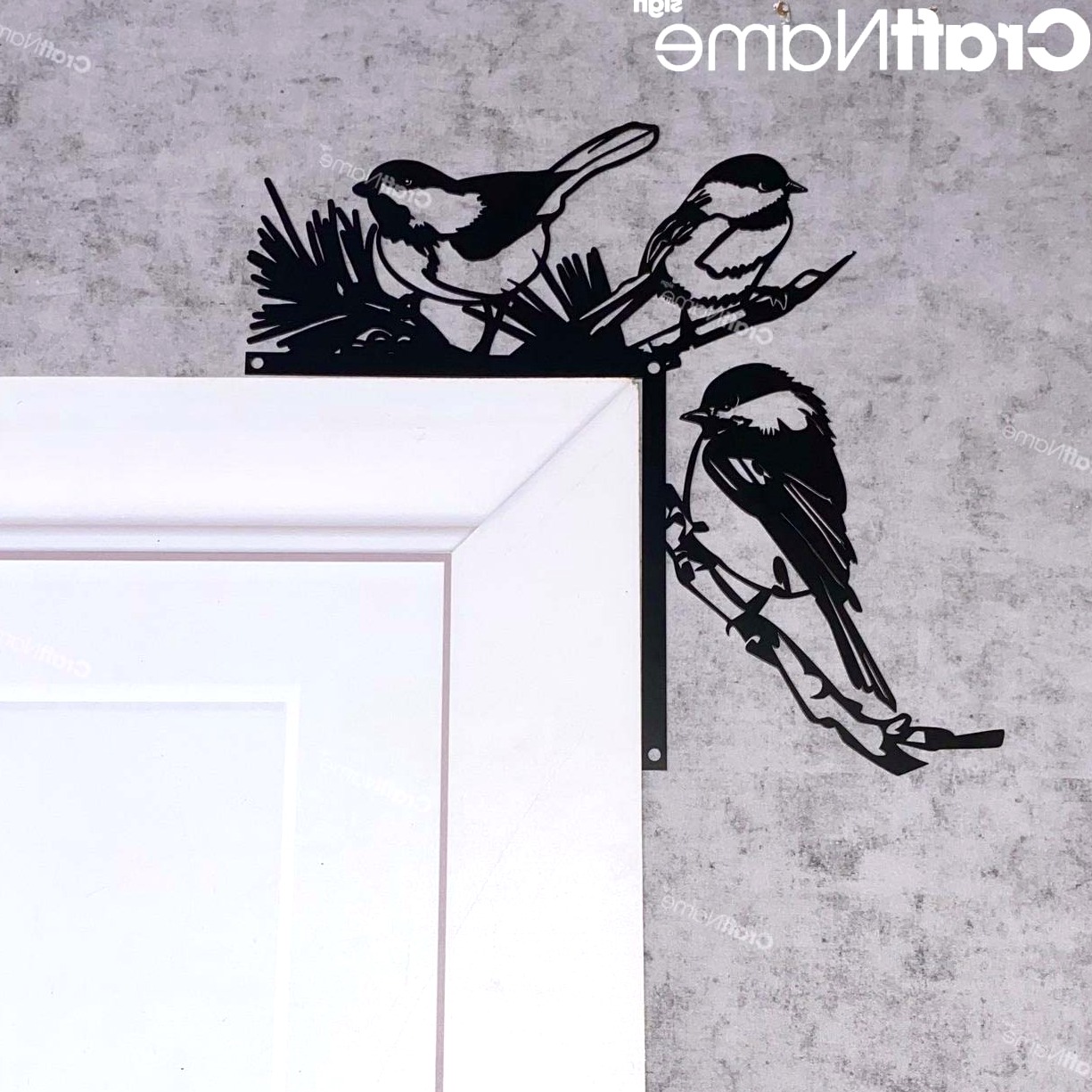Chickadee Door Corner Metal Wall Art
