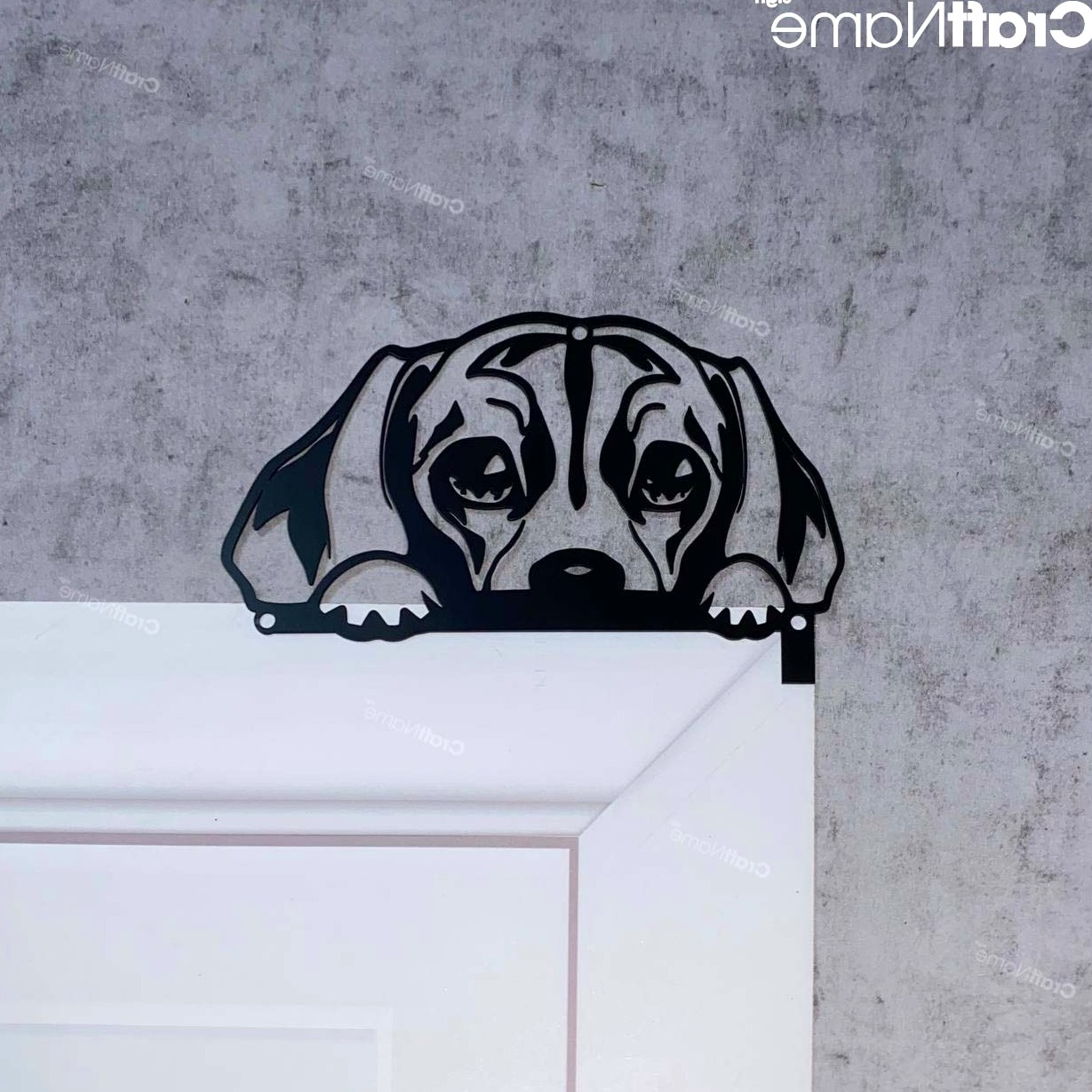 Cute Peeking Dachshund Door Corner Metal Wall Art