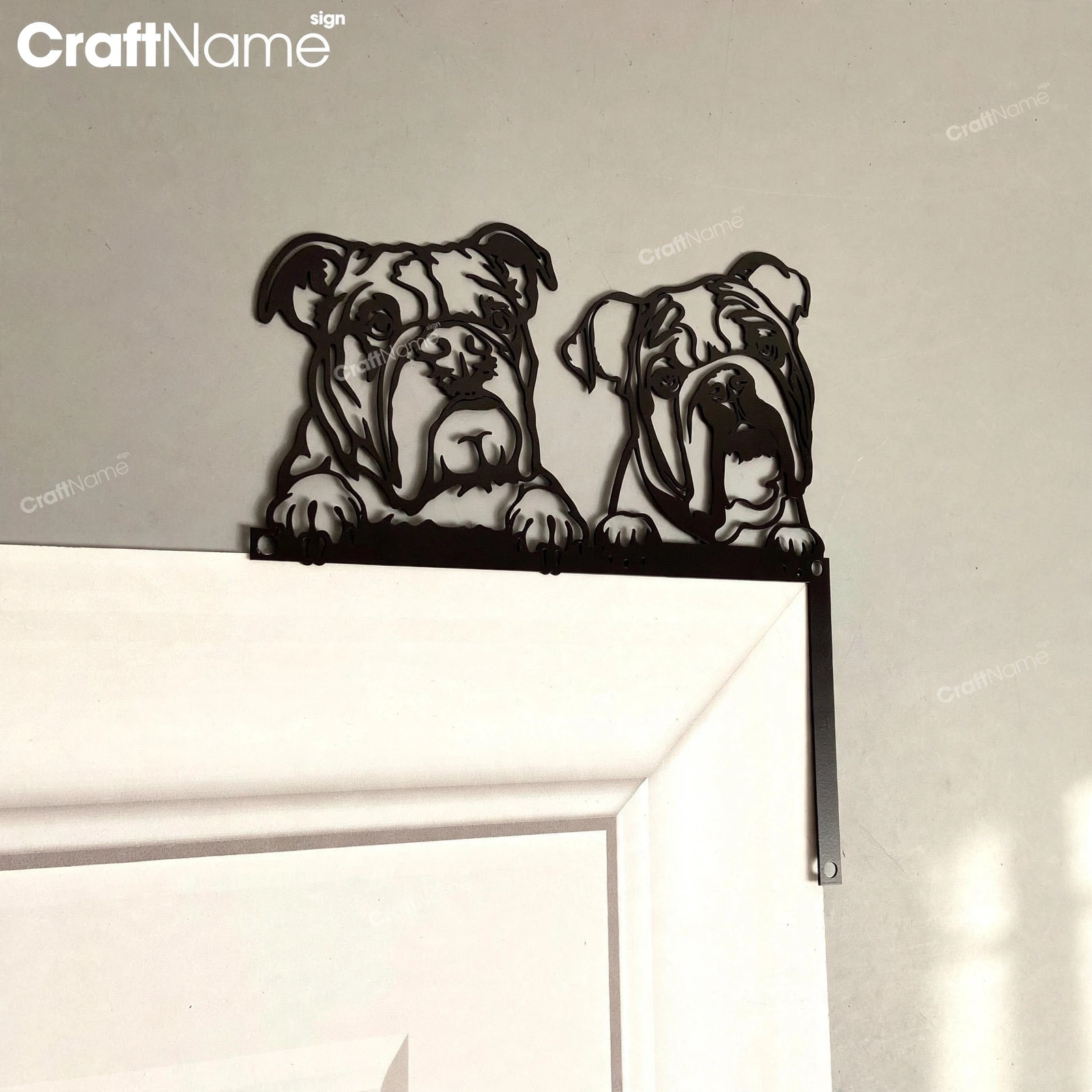 English American Bulldog Door Corner Metal Wall Art
