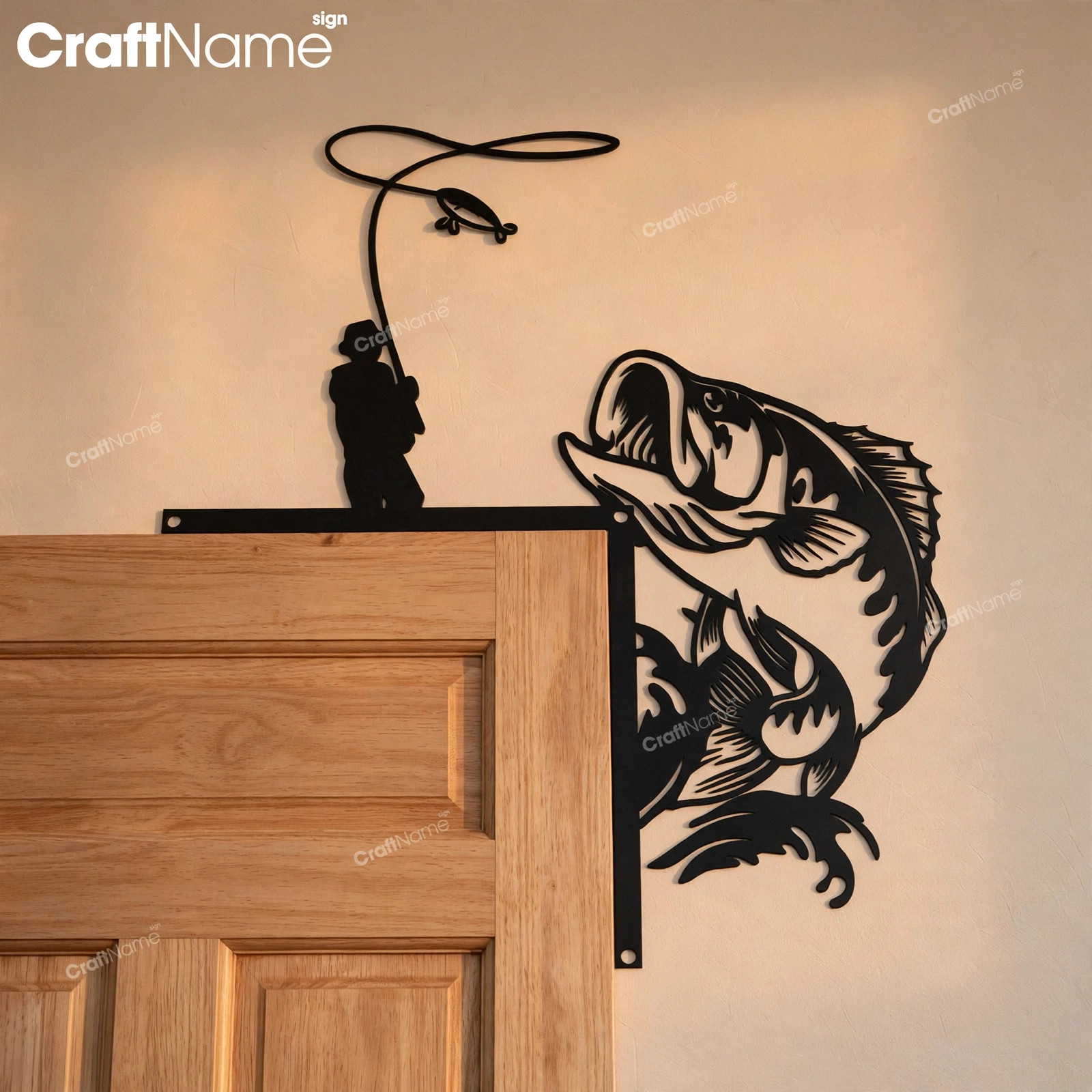 Fishing Door Corner Metal Wall Art