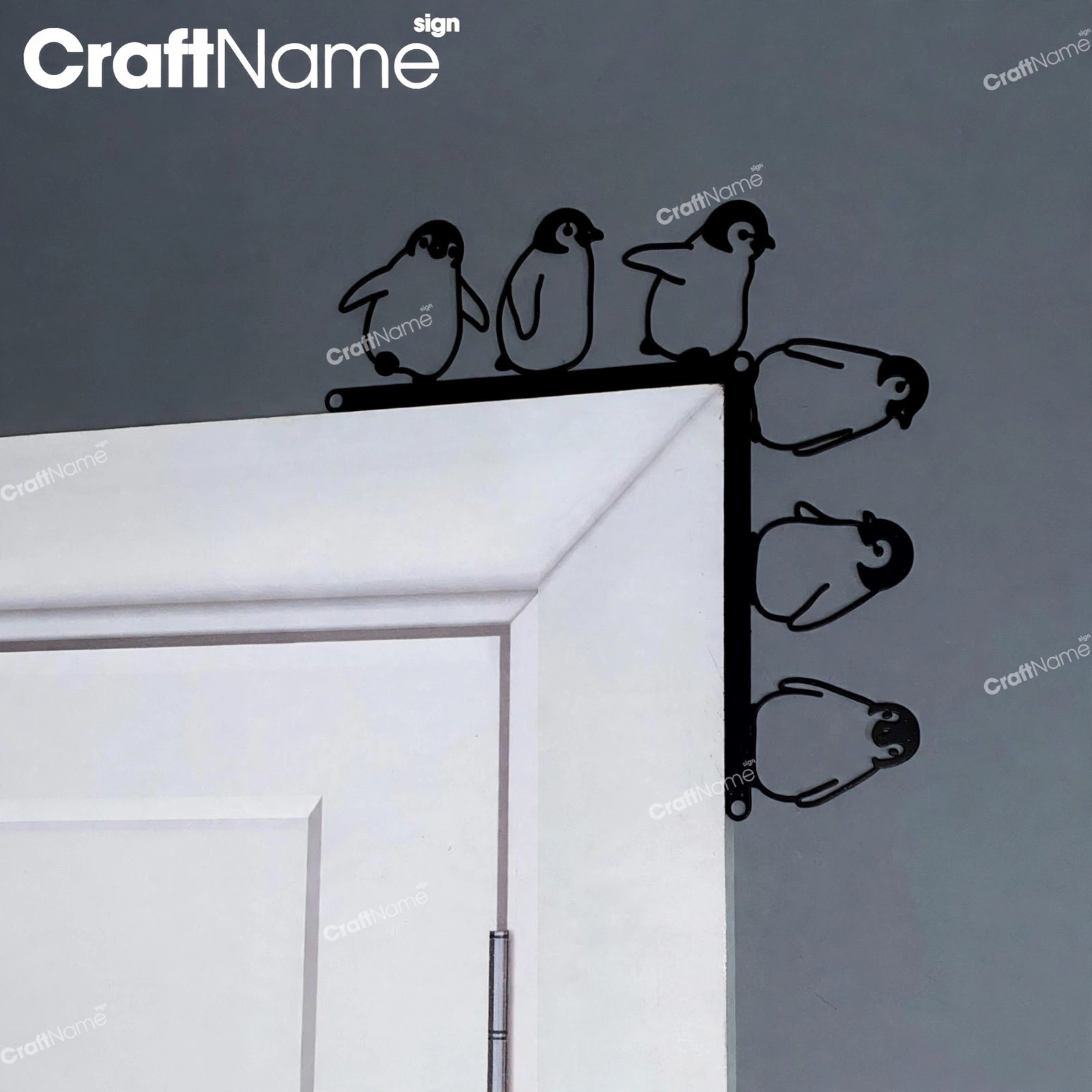 Penguin Door Corner Metal Wall Art