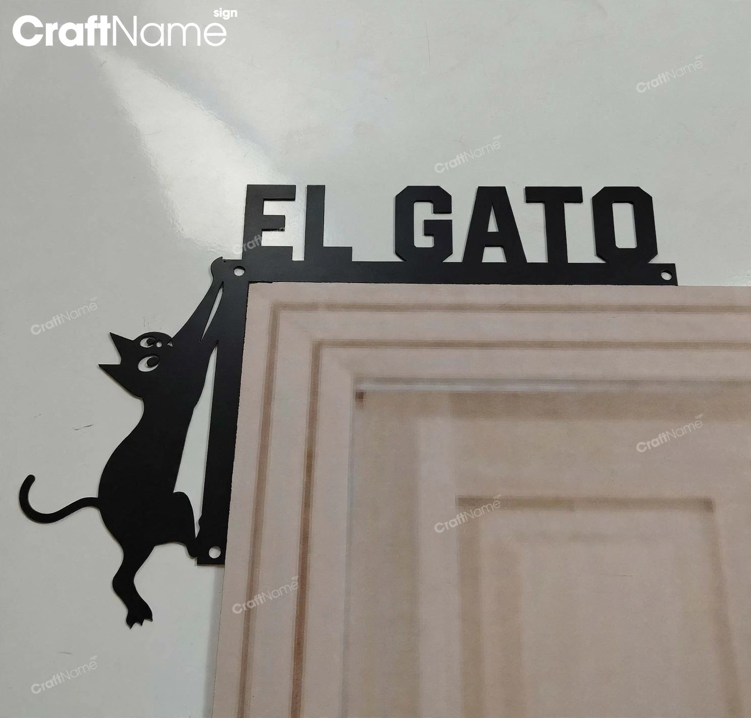 Custom Cat Door Corner Metal Wall Art