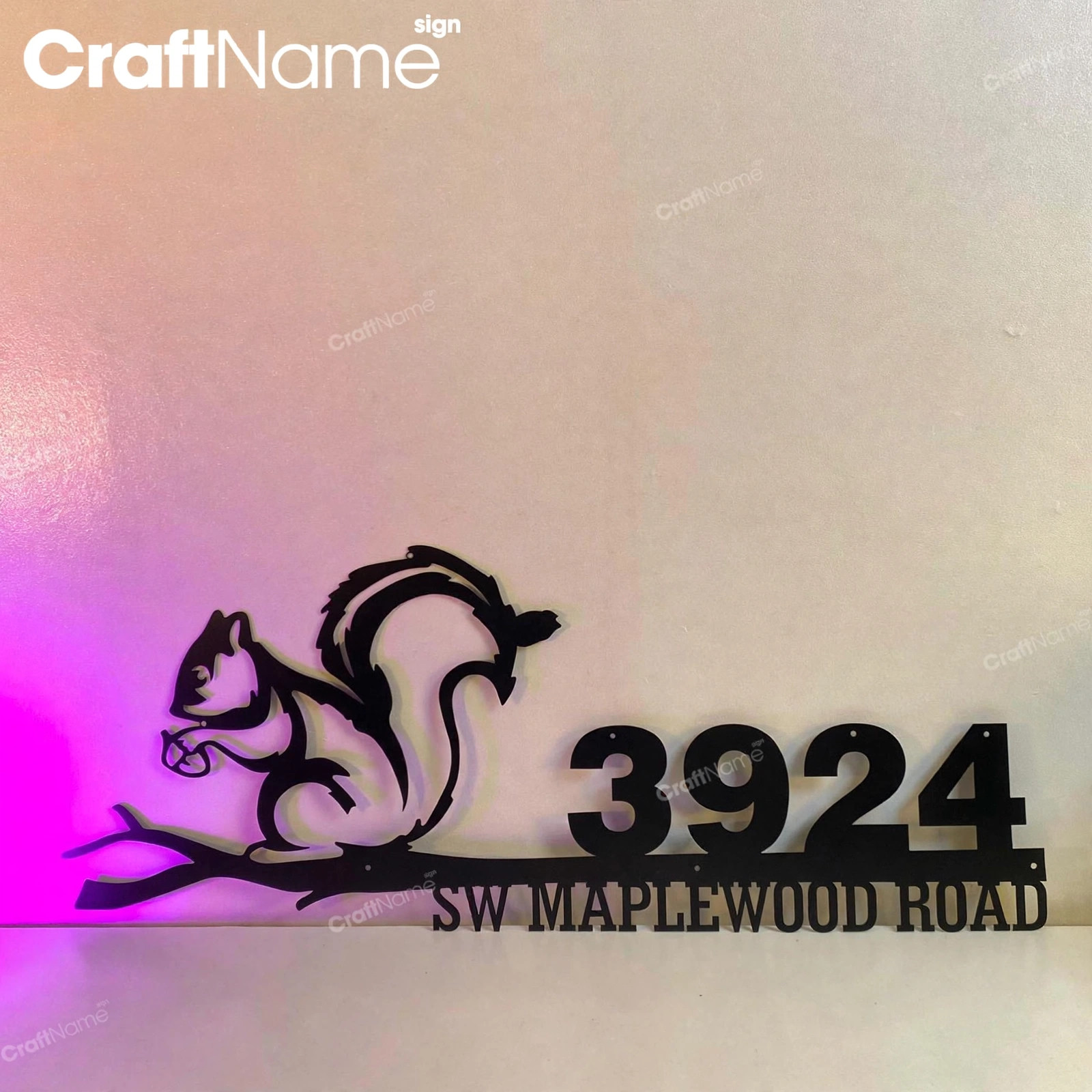 Custom Squirrel With Nut Outdoor Metal Address
