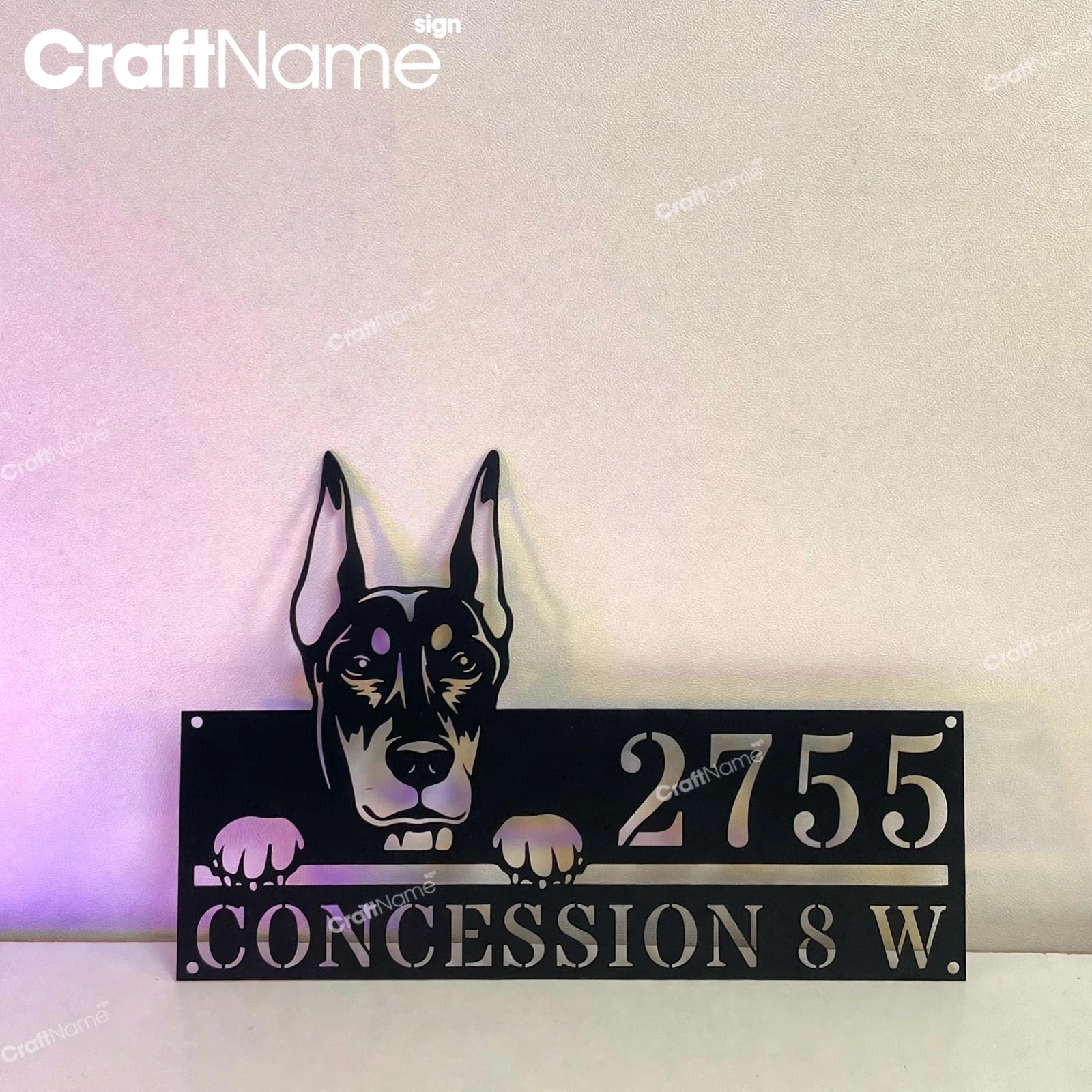 Personalized Doberman Dog Cute Puppy Metal Address Sign