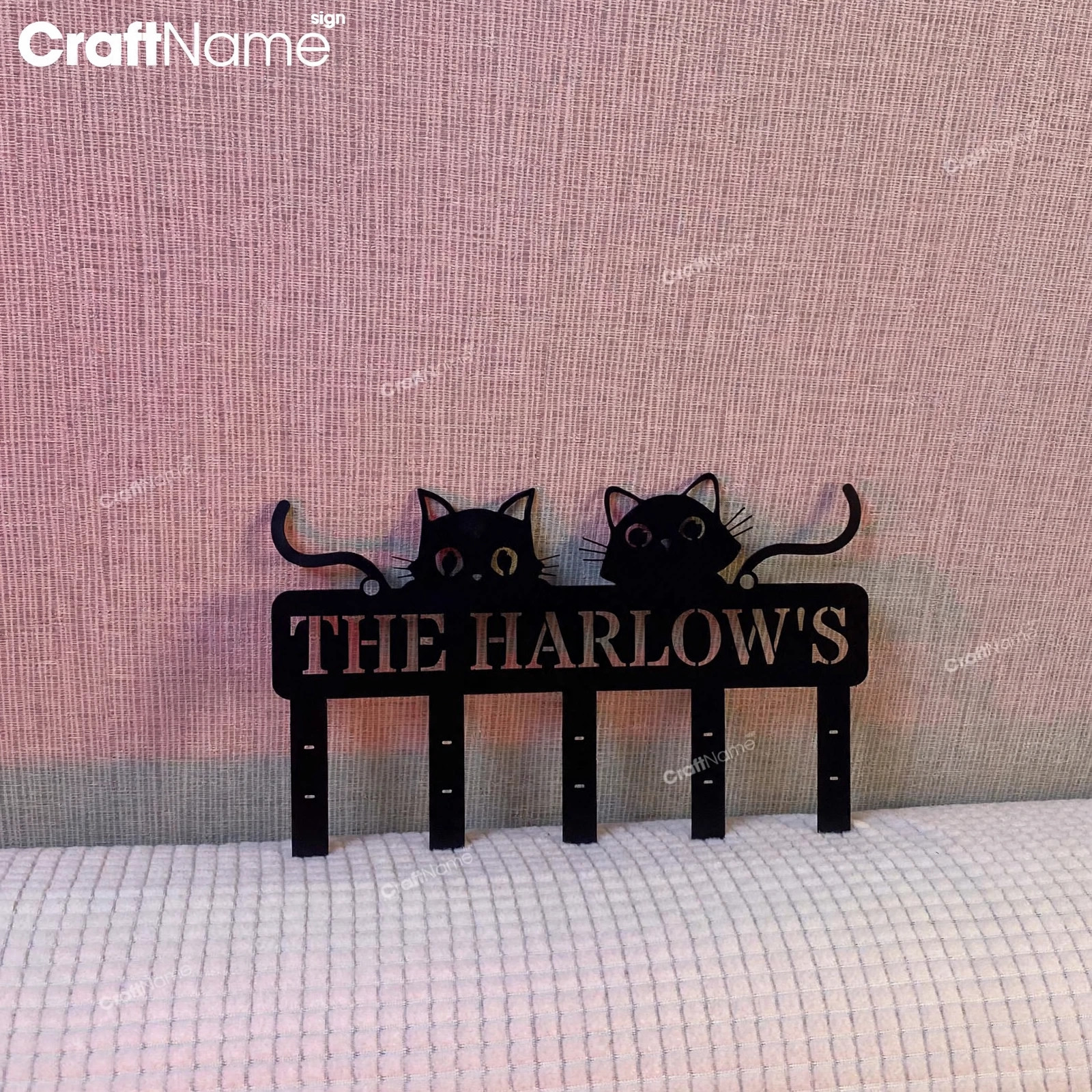 Custom Black Cat Metal Key Holder
