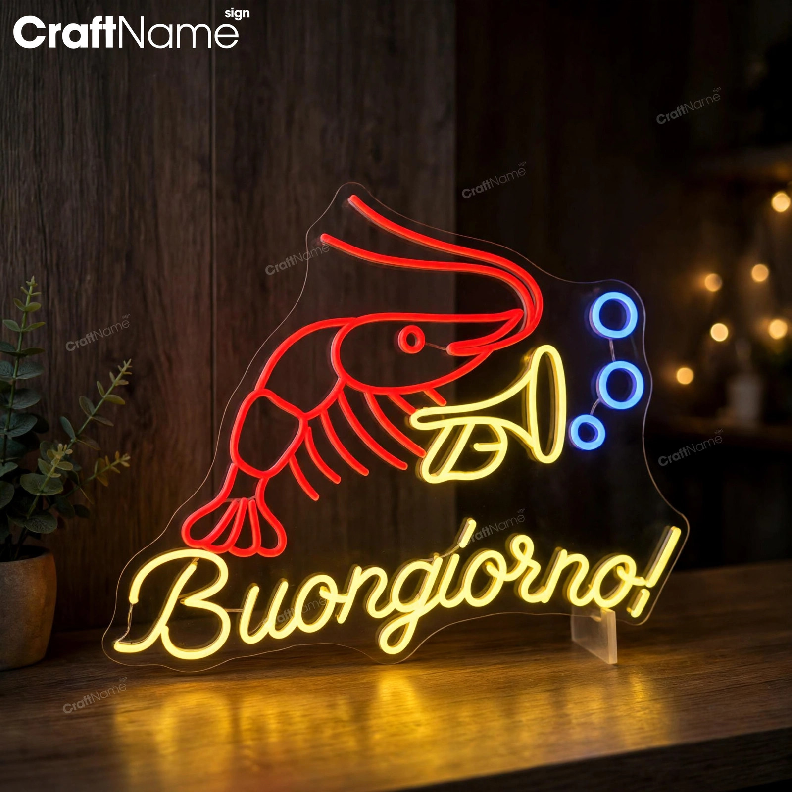 Buongiorno Shrimp Neon LED Sign Decor Sign
