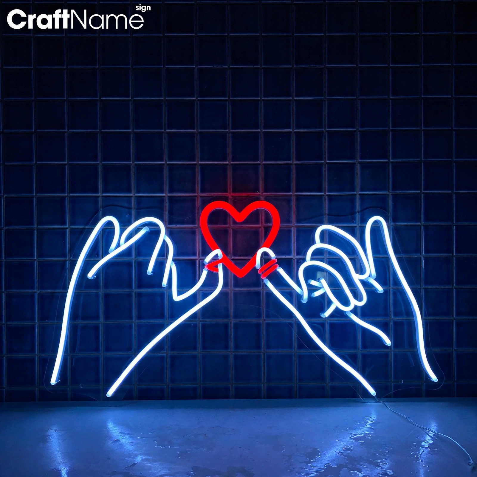 Couple Hand Red String of Fate Neon Sign