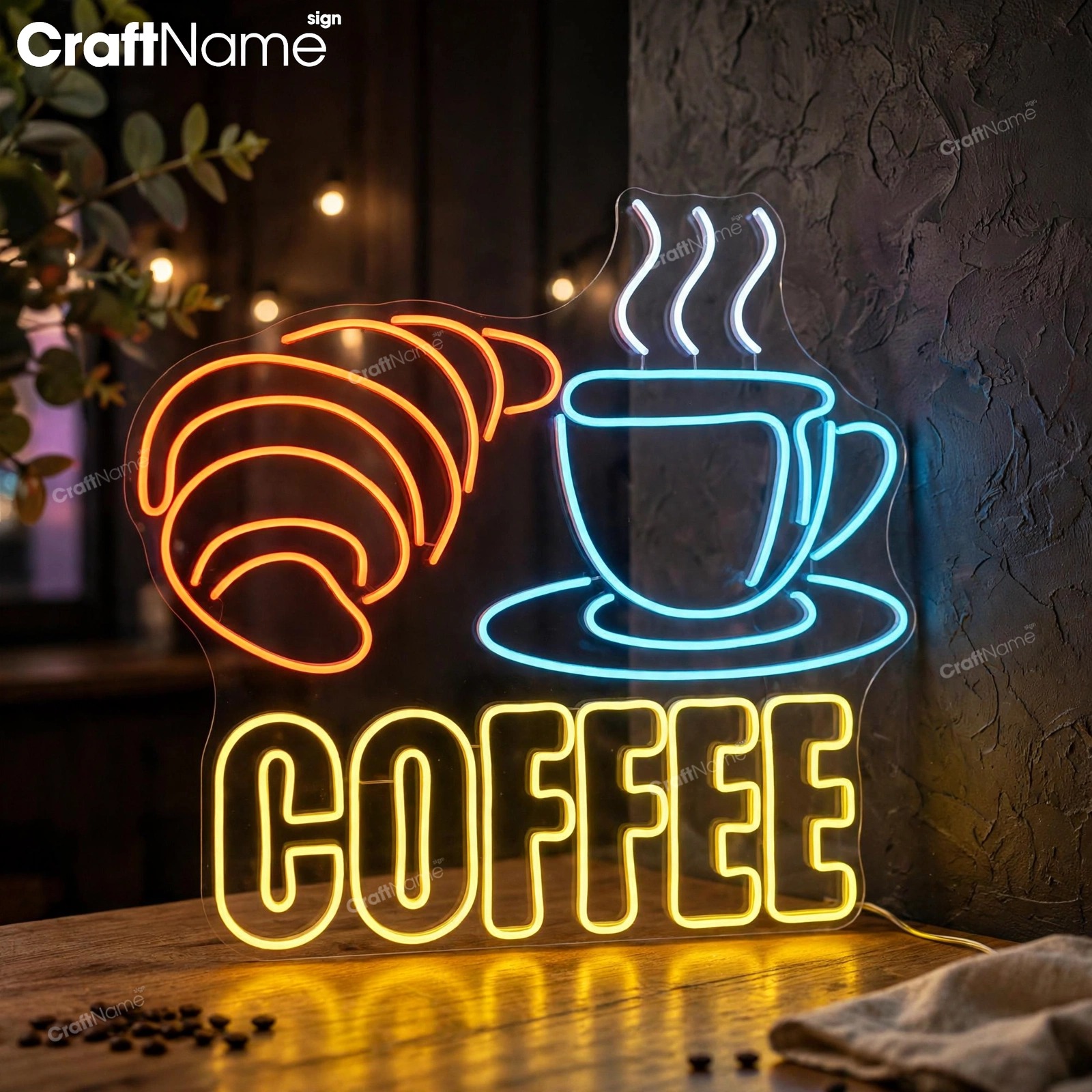 Coffee Croissant Led Sign