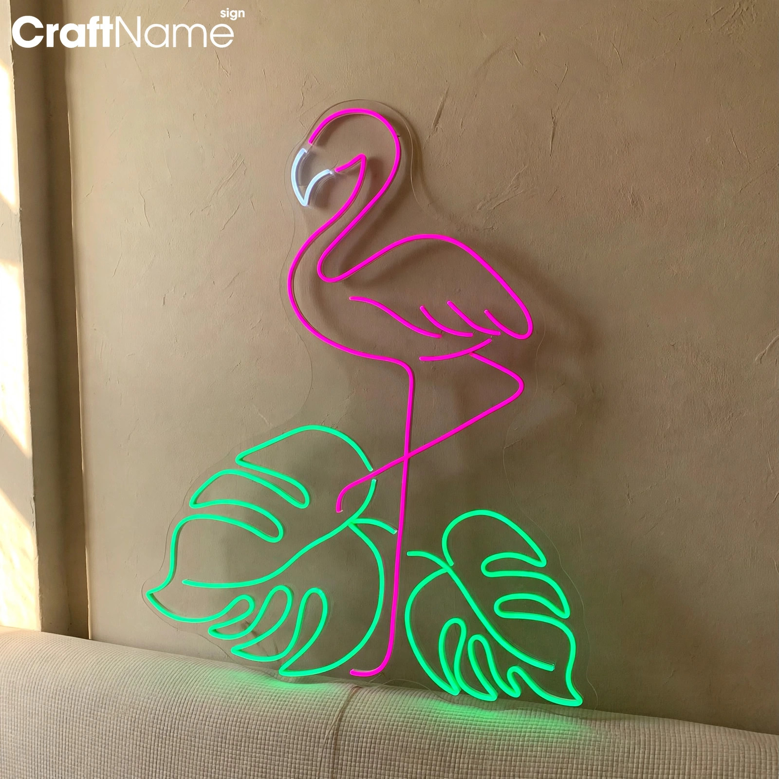 Flamingo Monstera Neon Sign