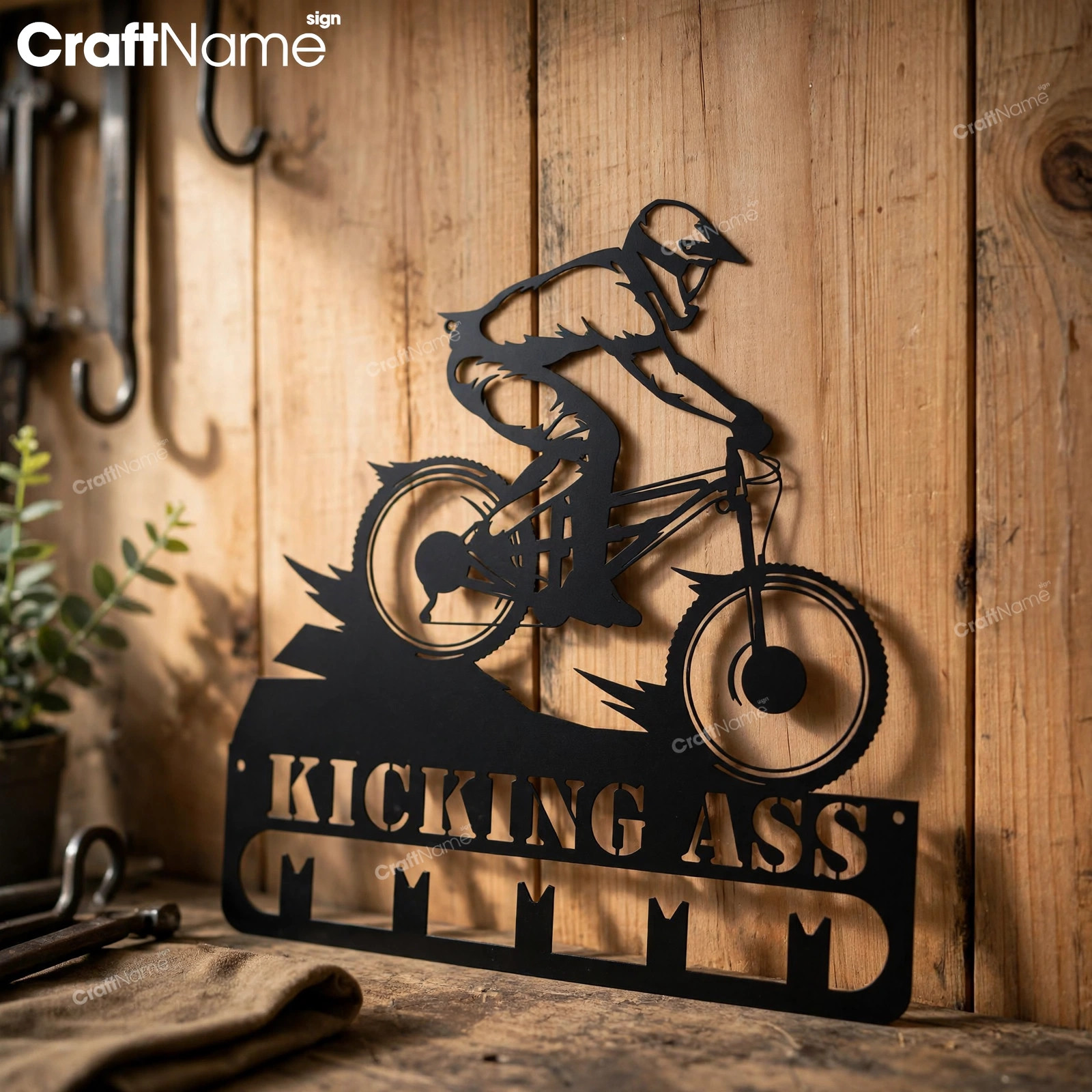 Personalized Mountain Bike Medal Hanger Wall Art Led Light