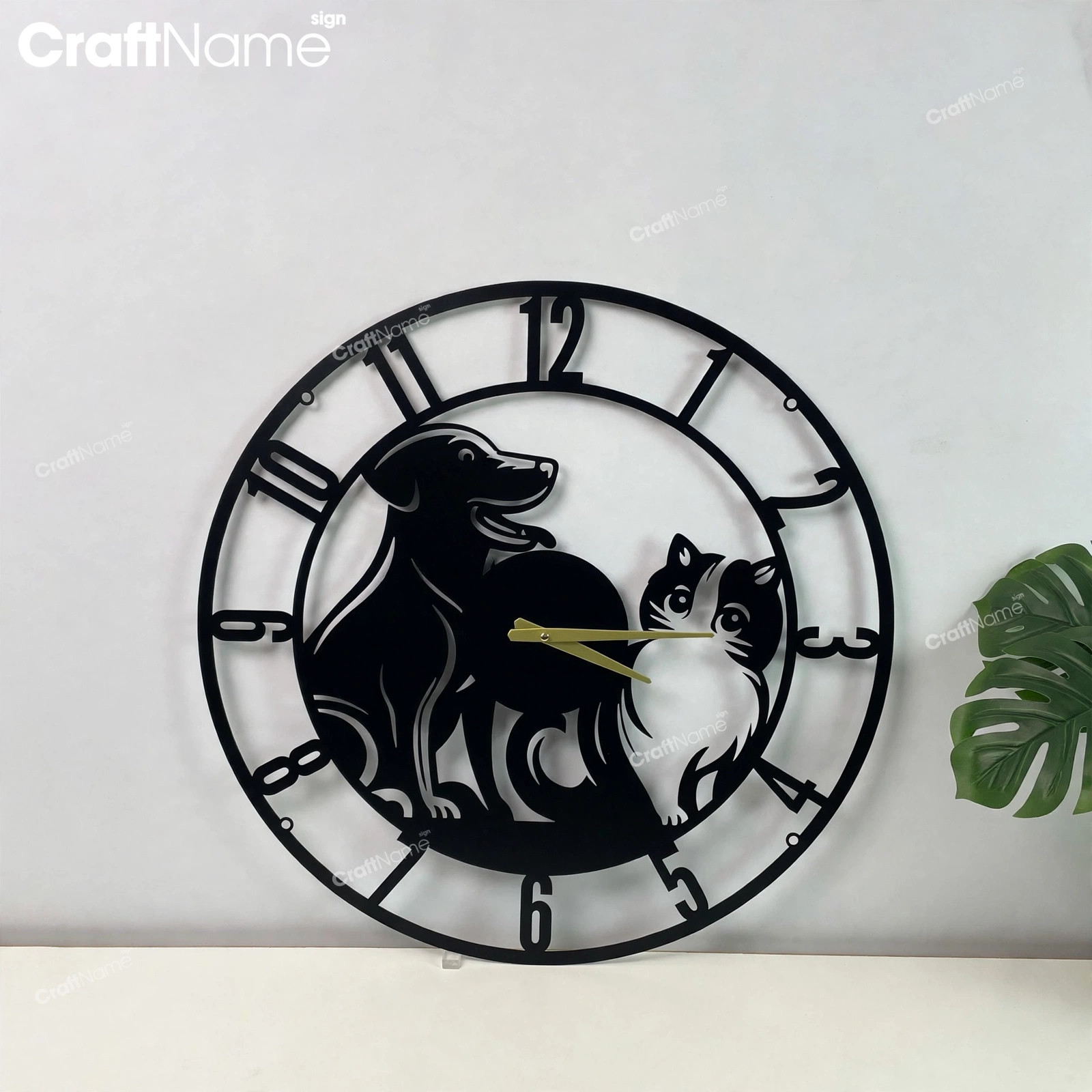 Veterinary Clinic Large Metal Wall Clock with Latin Numerals