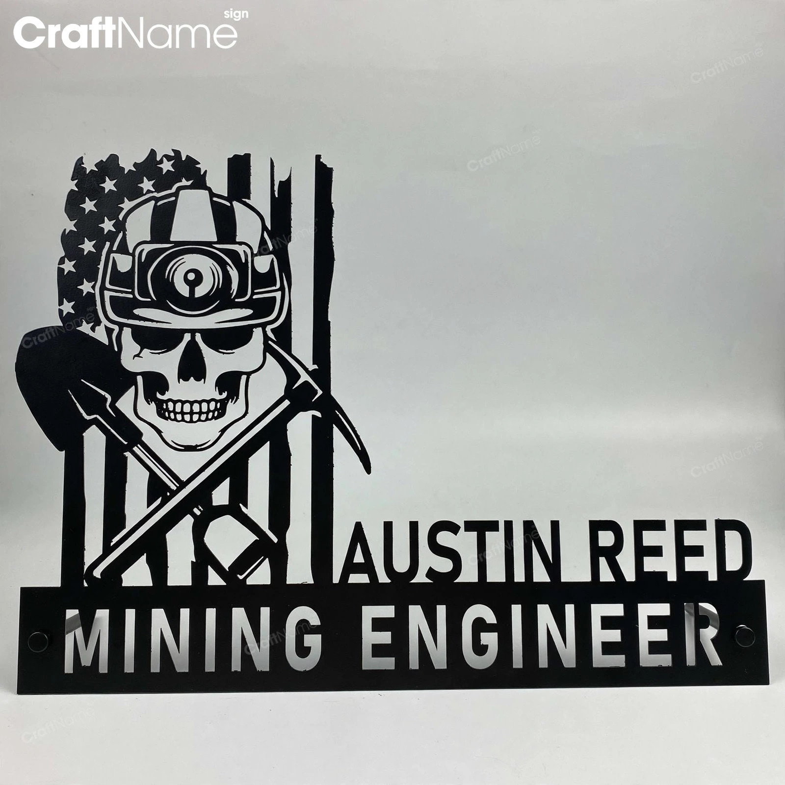 Custom Wooden Coal Mining Desk Name Plate