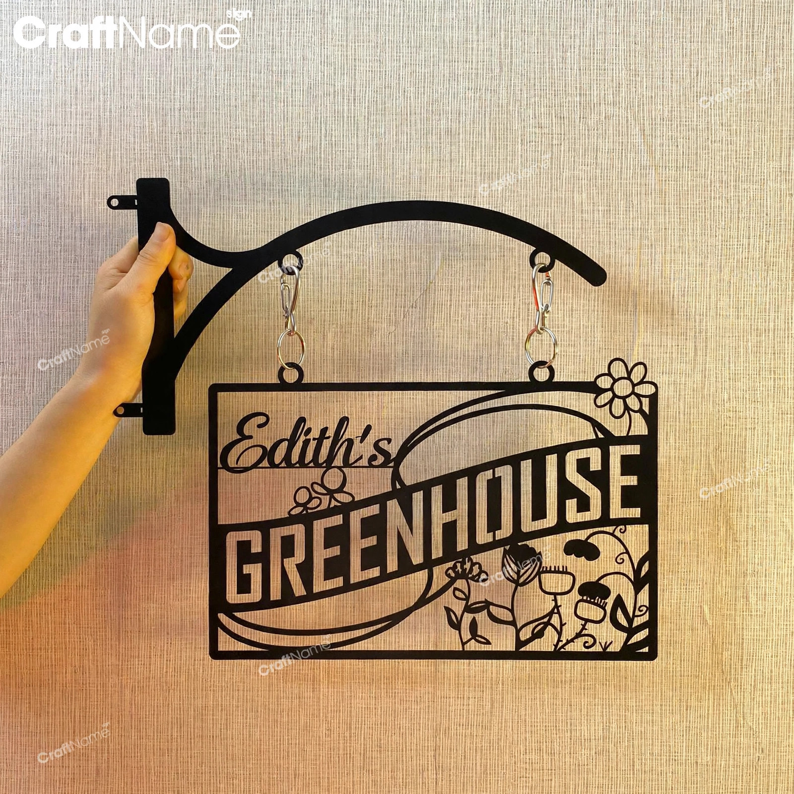 Personalized Name Metal Hanging Greenhouse Sign