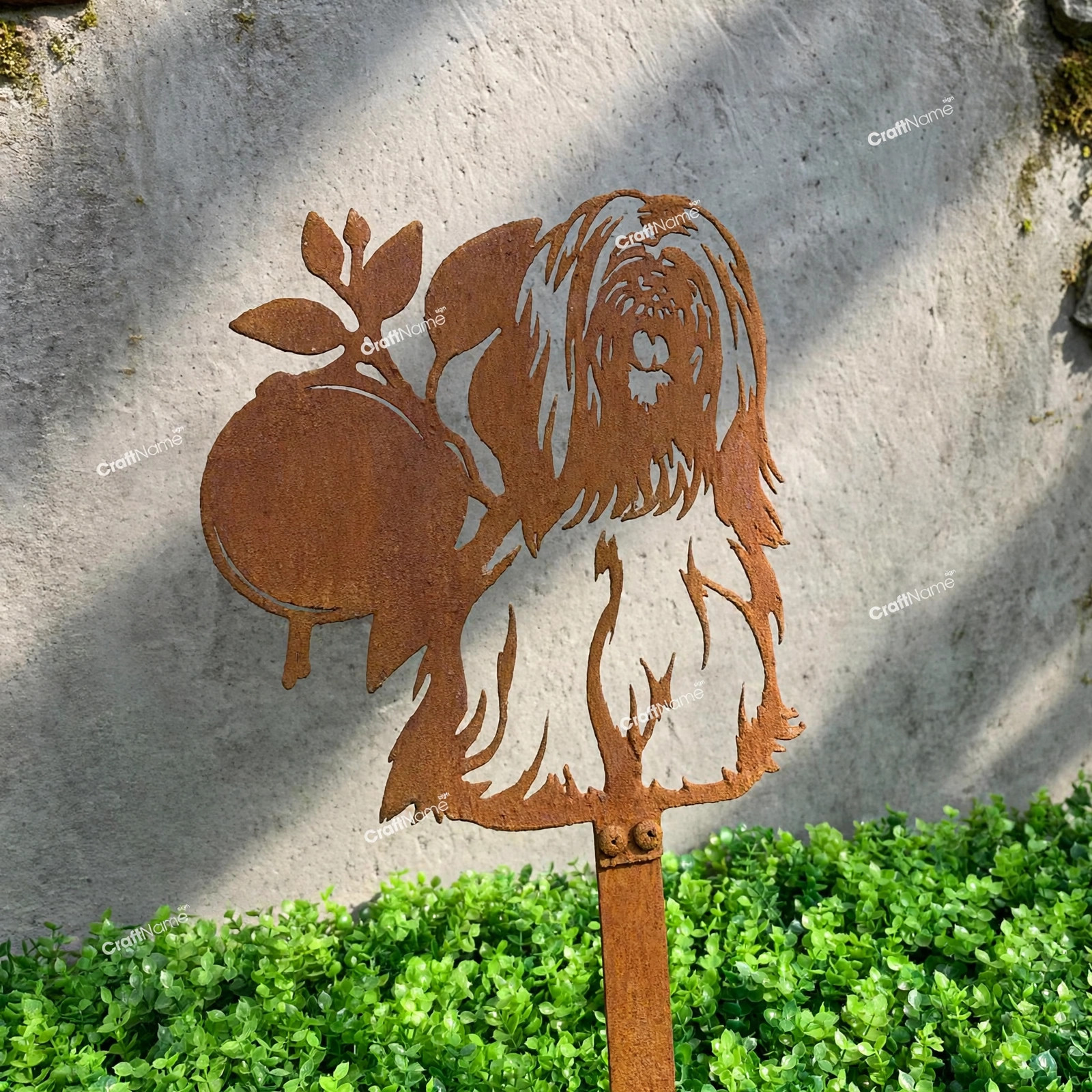 Personalized Lhasa Apso Dog Metal Rusty Stake