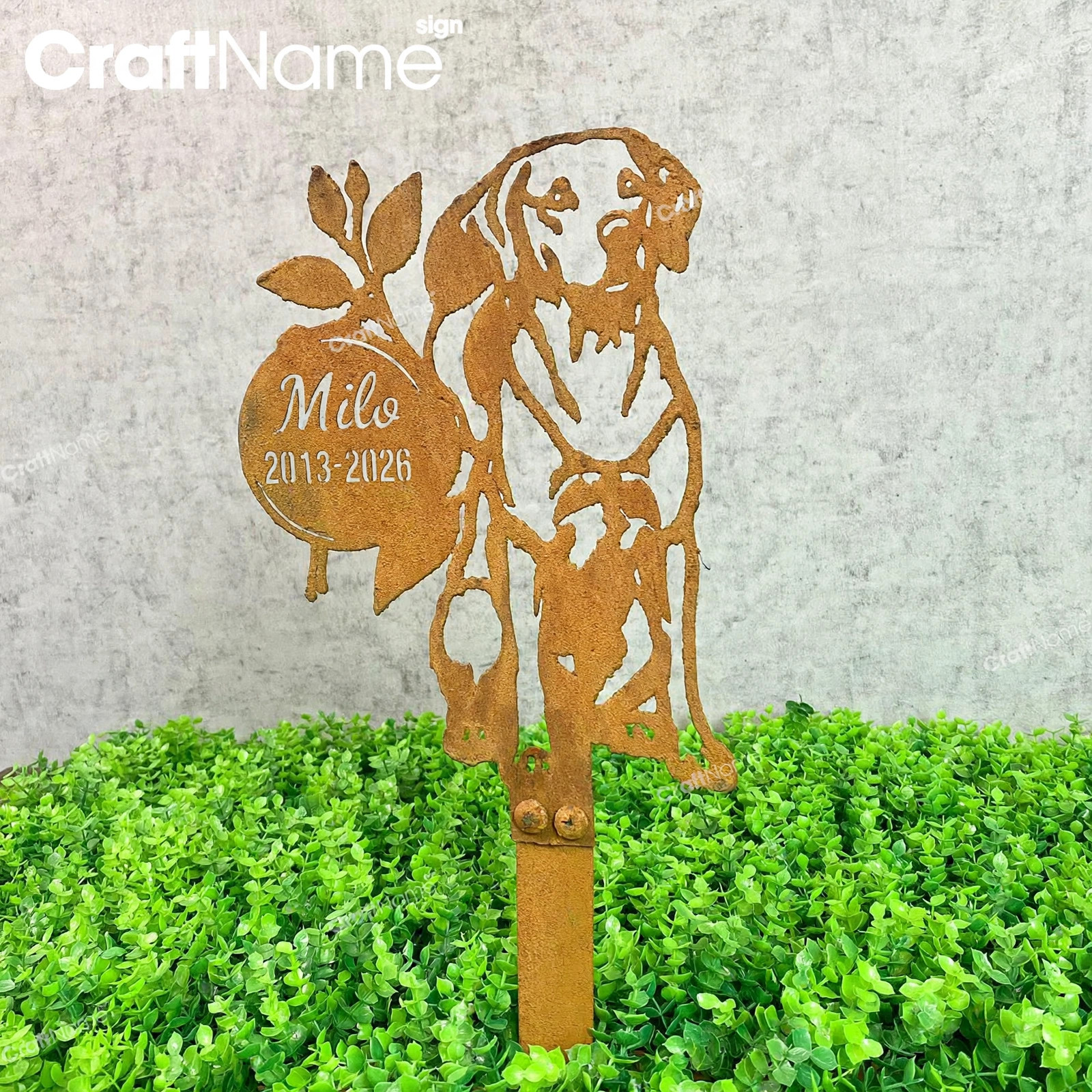 Custom Labrador Retriever Dog Rusty Metal Plaque With Stake